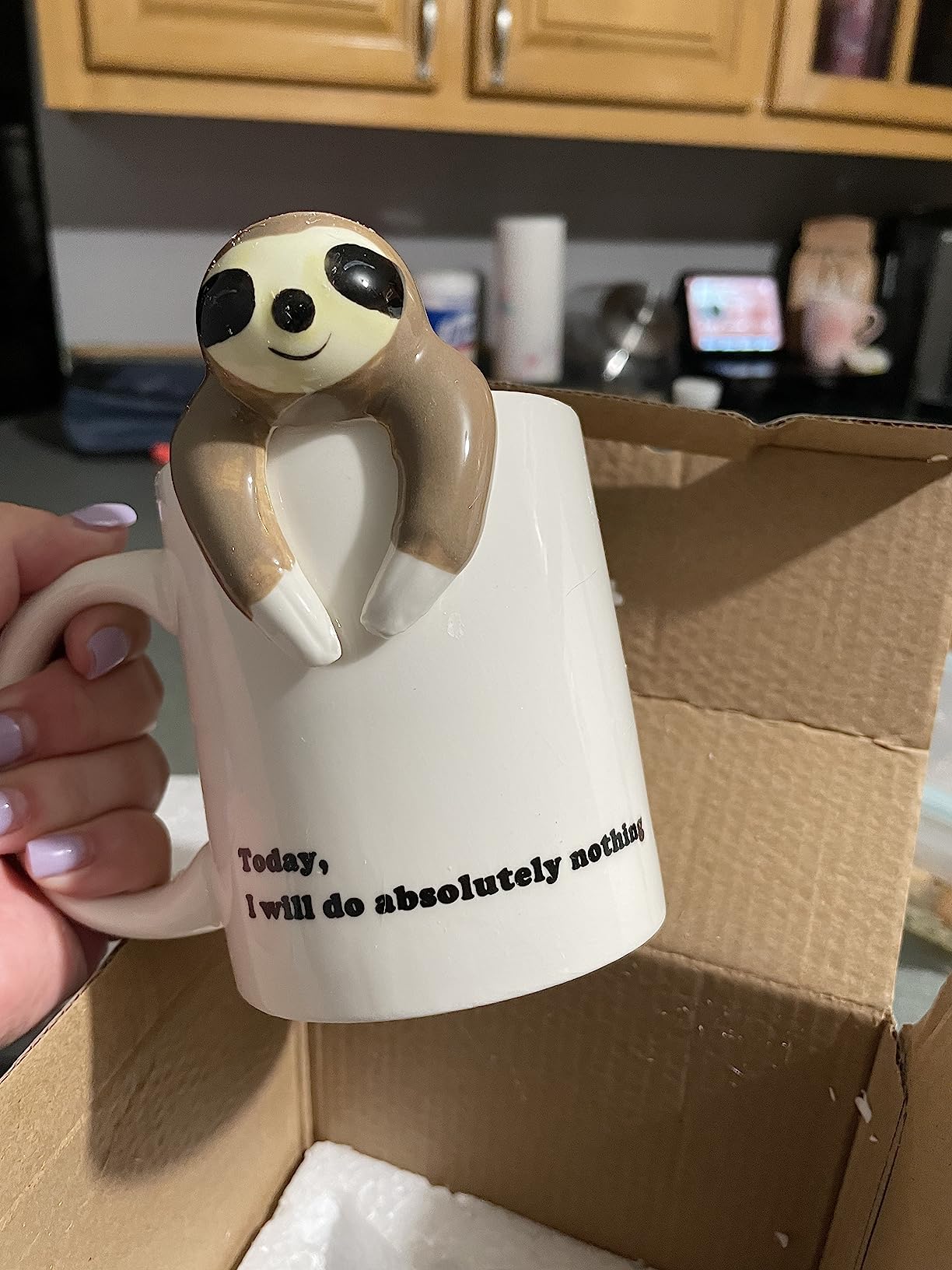 Decodyne Funny Sloth Coffee Mug - Cute Sloth Gifts For Coworkers Women & Men - White Elephant Gifts for Adults, Funny Office Present customer photo 1