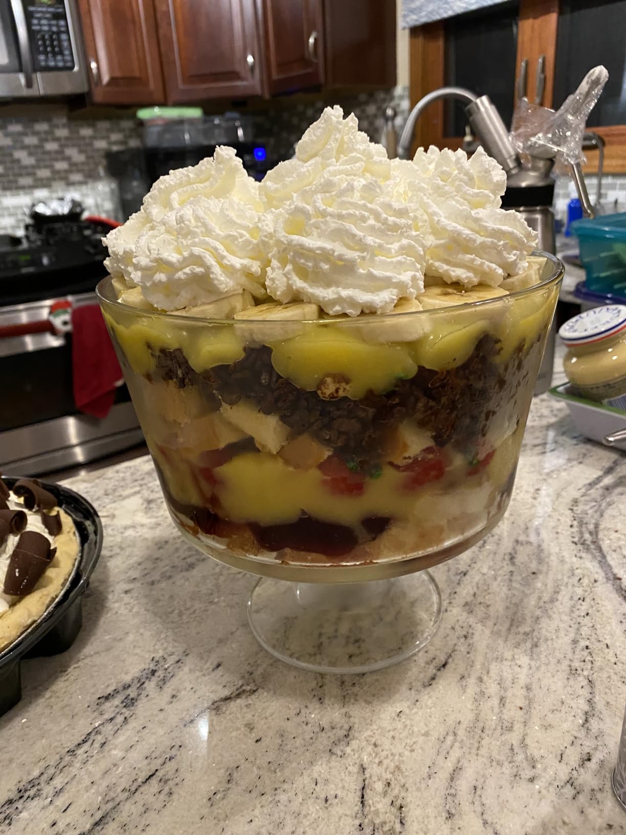 Royalty Art Trifle Bowl with Pedestal, Large Italian Glass Dessert Stand | Layered trifle centerpiece, weddings and holidays, elegant entertaining, gift boxed customer photo 1