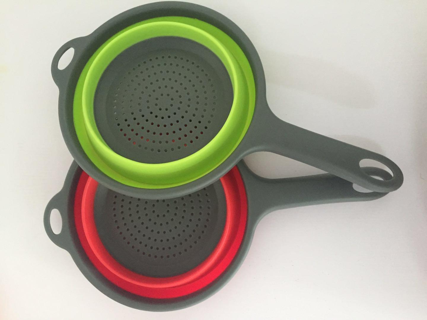Kitchen Foldable Silicone Strainer Colanders with Handles, Blue | Collapsible Colanders, Space-Saver Folding Strainer, for Draining Pasta, Vegetable customer photo 2