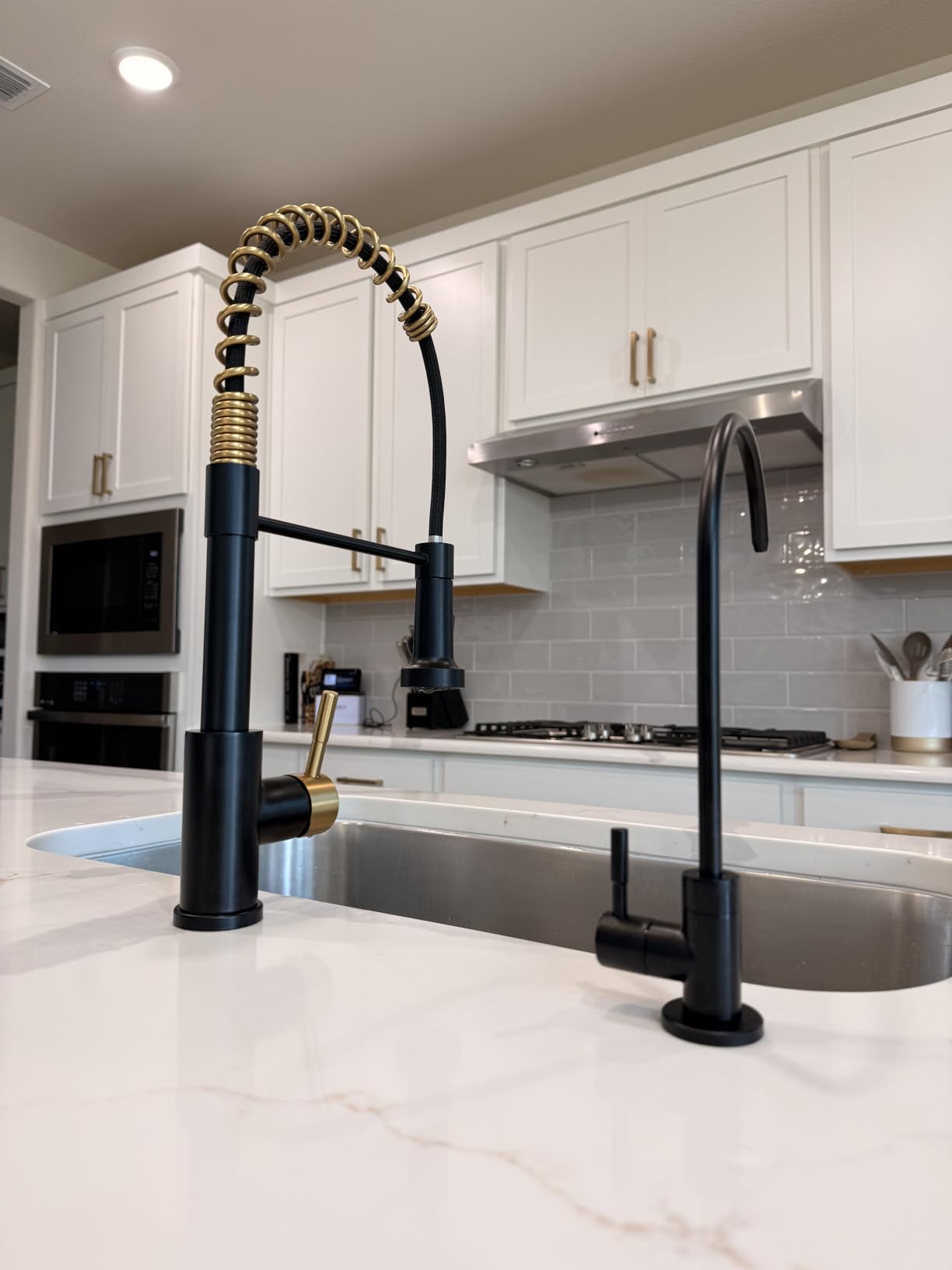 GIMILI Kitchen Faucet with Pull Down Sprayer Brushed Nickel | Single Hole Stainless Steel Sink Faucet, Suitable for Farmhouses, RV, Laundry Room, Outdoor, and Campers customer photo 2