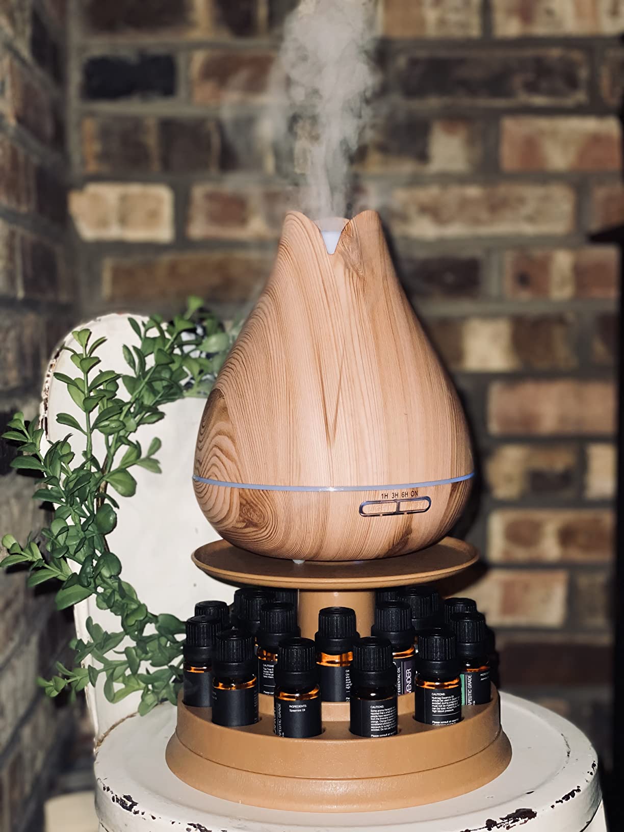 Aromatherapy Essential Oil Diffuser Gift Set with 20 Oils and Rotating Display Stand - 400ml Ultrasonic Diffuser with 20 Essential Plant Oils - 4 Timer & 7 Ambient Light Settings customer photo 2