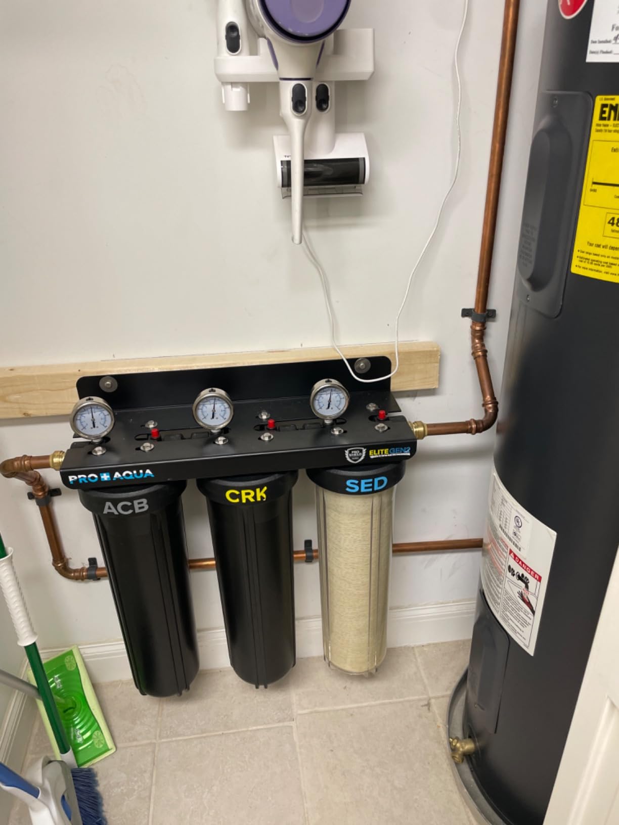 PRO+AQUA Elite Series GEN2 PRO-100-E 3-Stage Whole House Water Filtration System for City & Well Water with Pressure Gauges, Reduces Contaminants, Sediment, Chemicals, Heavy Metals, with 1