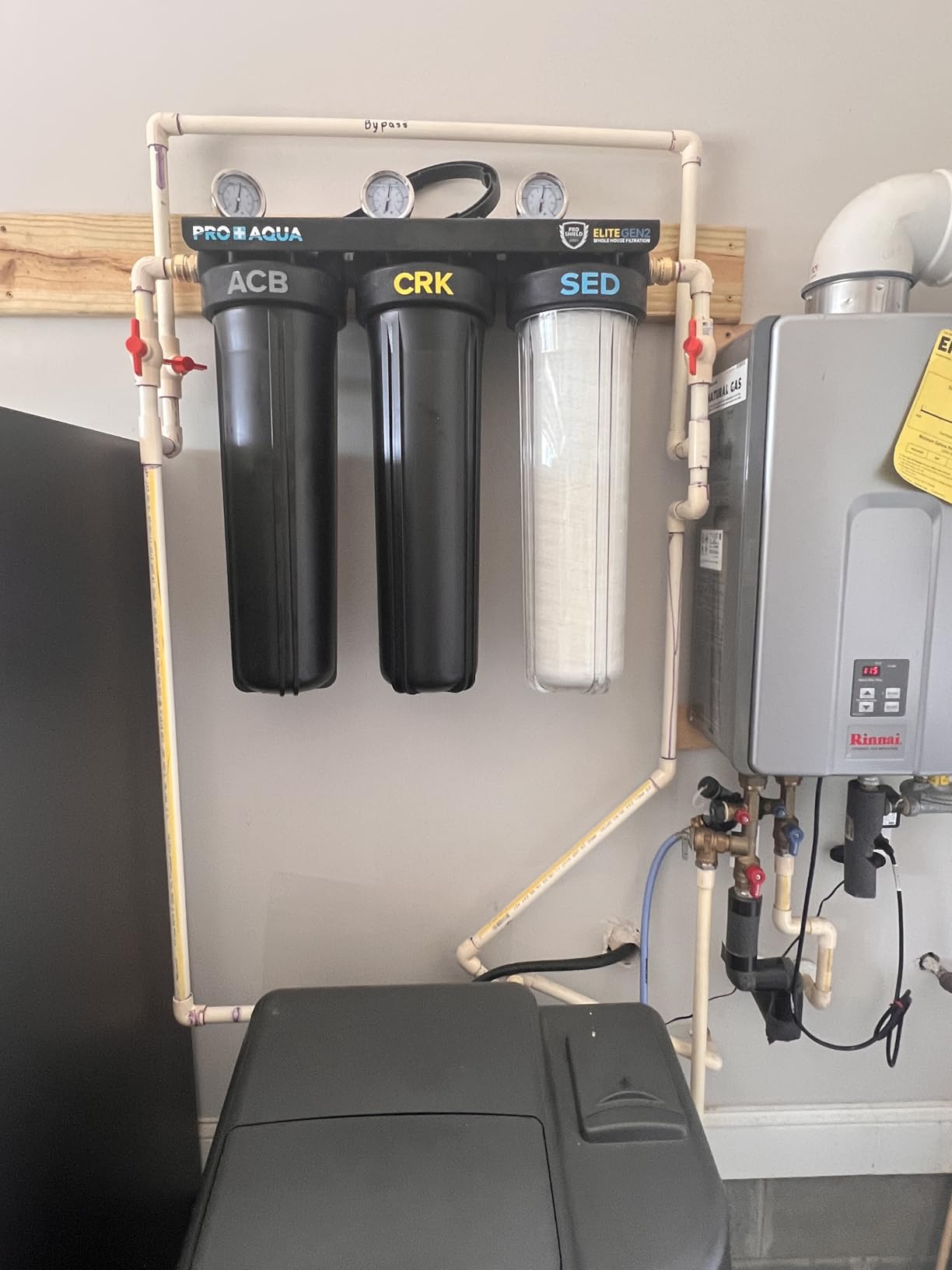 PRO+AQUA Elite Series GEN2 PRO-100-E 3-Stage Whole House Water Filtration System for City & Well Water with Pressure Gauges, Reduces Contaminants, Sediment, Chemicals, Heavy Metals, with 1