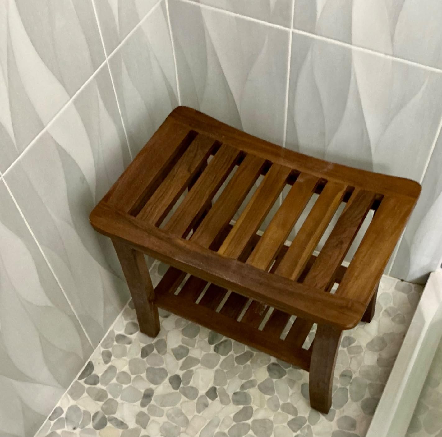Teakcraft Teak Shower Bench & Stool for Inside Shower, 21