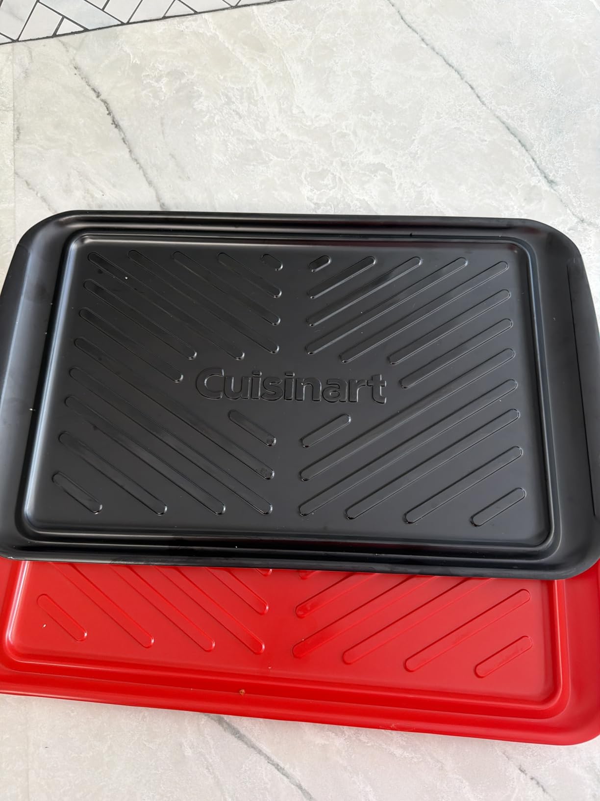 Cuisinart Grilling Prep and Serving Tray, Dishwasher-Safe, 2-Pc Nesting Set | 17-in x 10.5-in food tray set for prepping and serving, shatter-resistant melamine design fits 6 burgers, CPK-200 customer photo 1