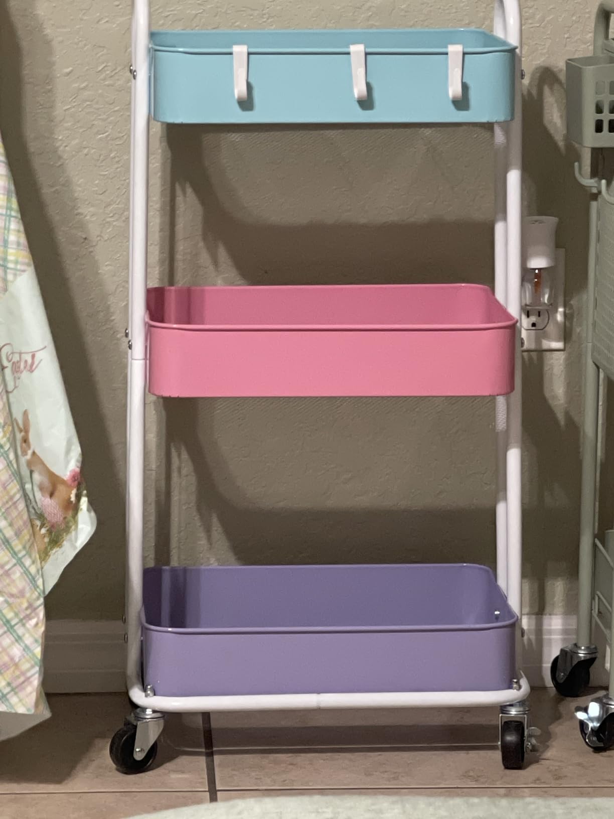 Simple Houseware 3-Tier Heavy Duty Metal Utility Rolling Cart, White customer photo 2