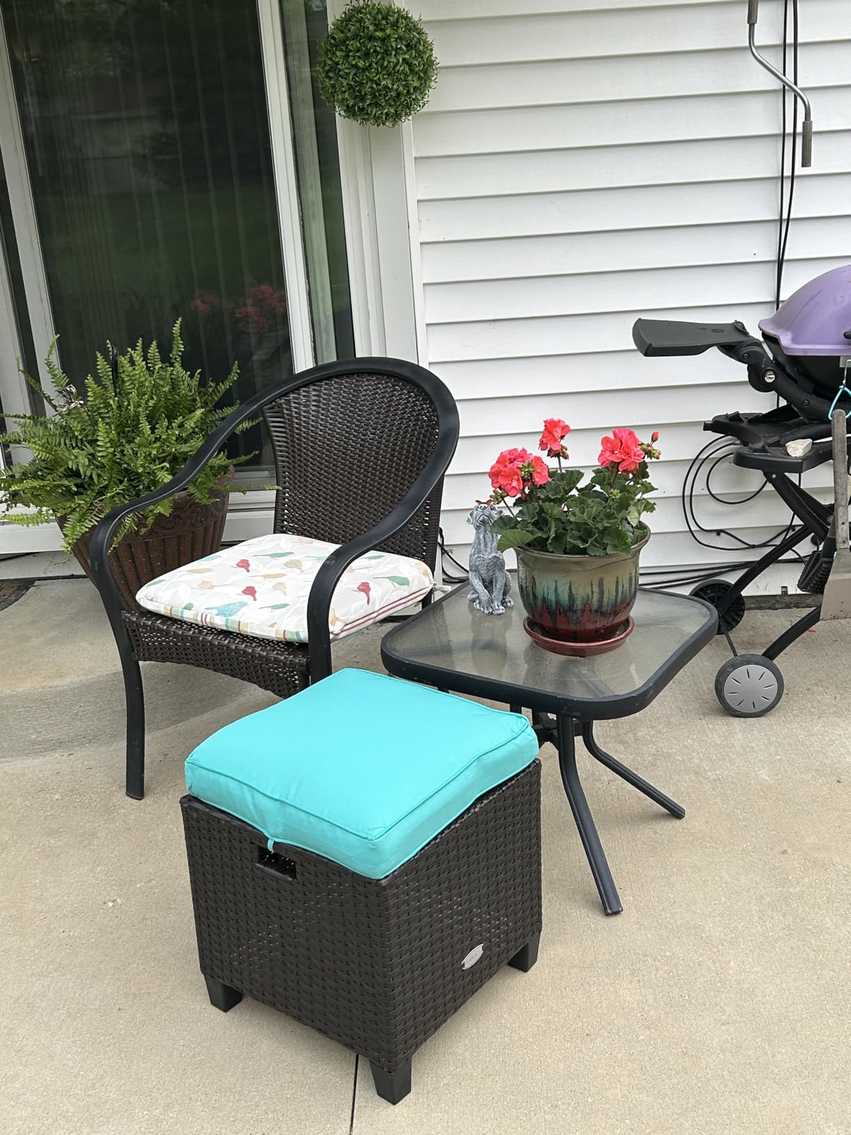 Tangkula 2 Pieces Outdoor Patio Ottoman, All Weather Rattan Wicker Ottoman Seat, Patio Rattan Furniture, Outdoor Footstool Footrest Seat w/Removable Cushions customer photo 1