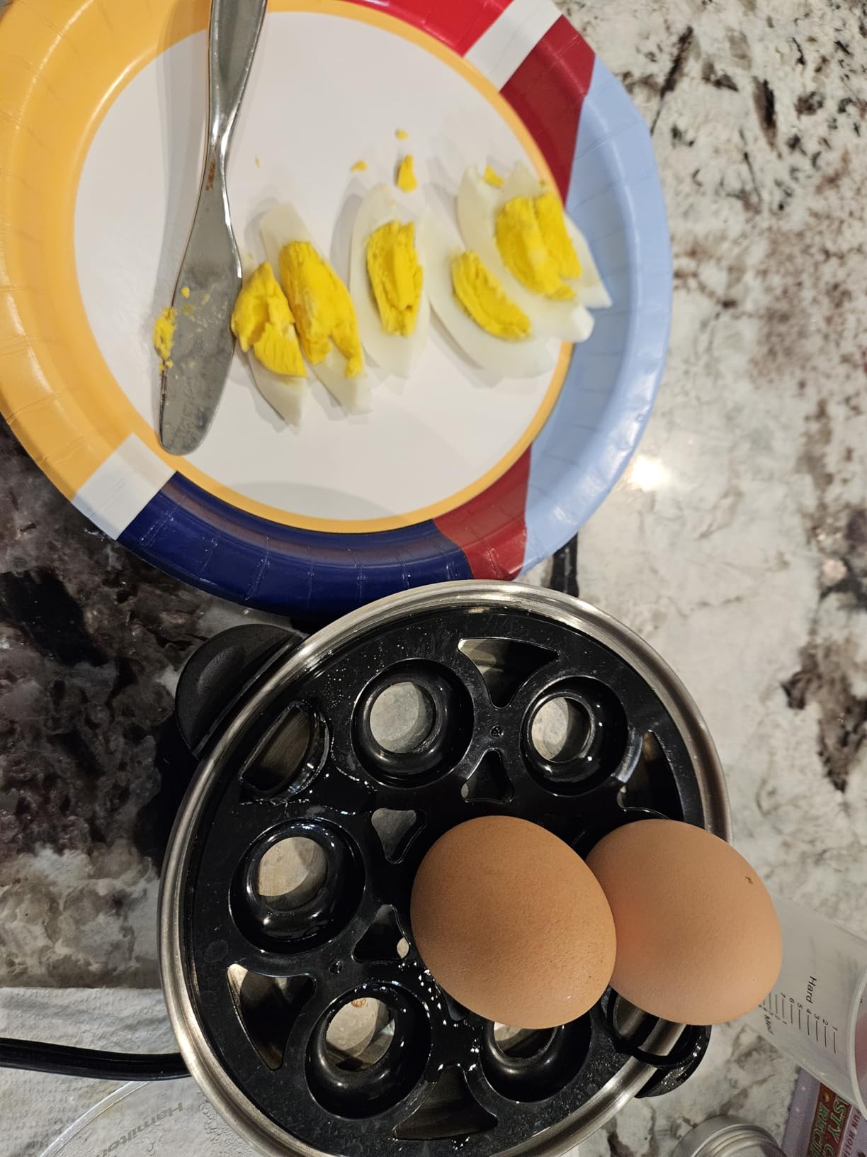 Hamilton Beach 3-in-1 Electric Egg Cooker for Hard Boiled Eggs, Poacher Eggs, Omelet Maker & Vegetable Steamer, Holds 7, Black (25507) customer photo 1