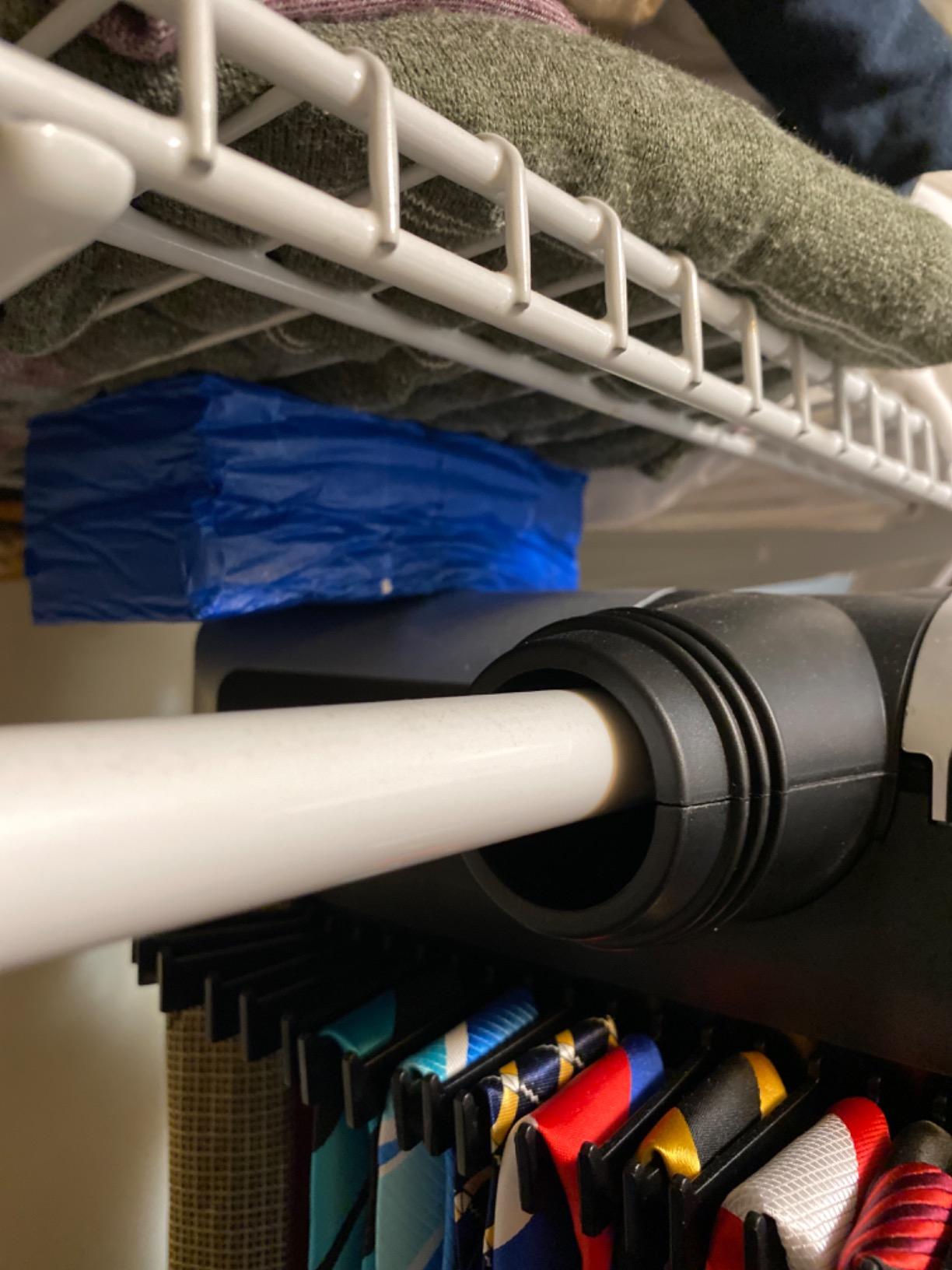Motorized Tie Rack Closet Organizer with LED Lights Includes J Hooks for Wired Shelving Stores Up to 72 Ties & 8 Belts, Operates with Batteries customer photo 2