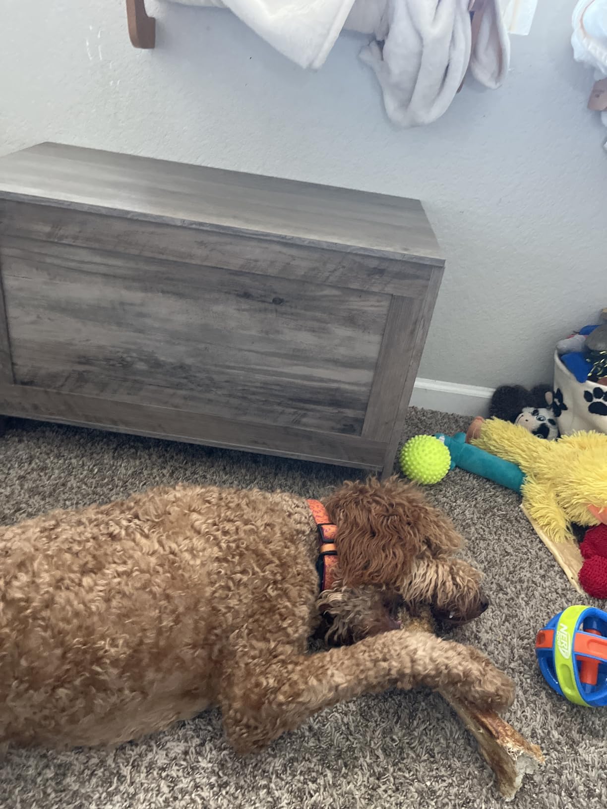 HOOBRO Toy Box, Retro Wooden Look Storage Chest with Safety Hinge, Entryway Storage Bench Supports 220 lb, 29.9 x 15.7 x 18.9 Inches Toy Chest Organizer, Easy Assembly (Rustic Brown) BF75CW01G2 customer photo 2