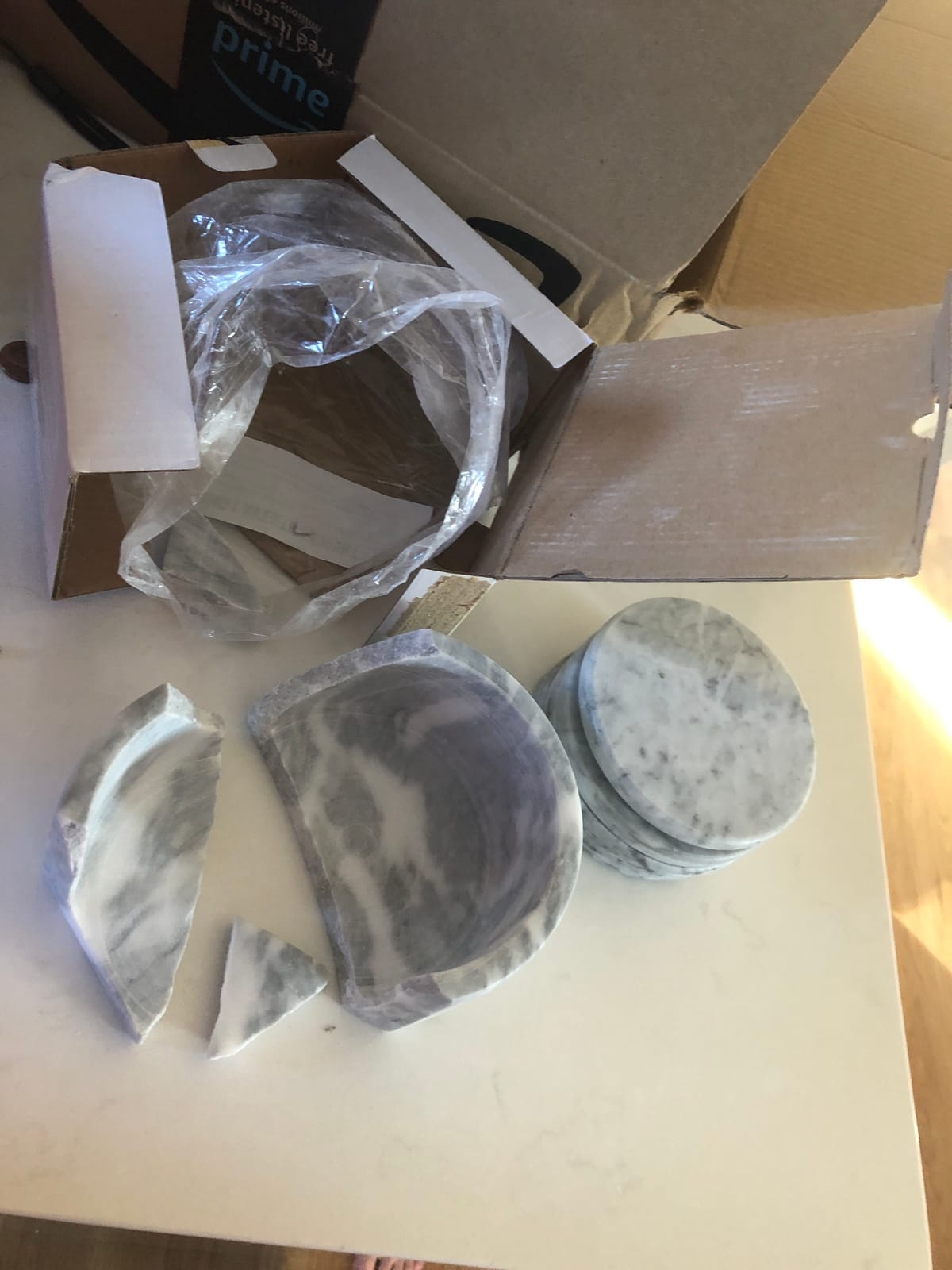 Fox Run Natural Polished Marble Coasters, Set of 4 White Coasters & Holder | Beautiful White Marble Drink Coaster Set With Holder | Set Of 4 Stone Coasters To Prevent Drink Rings | Marble Home Decor customer photo 2