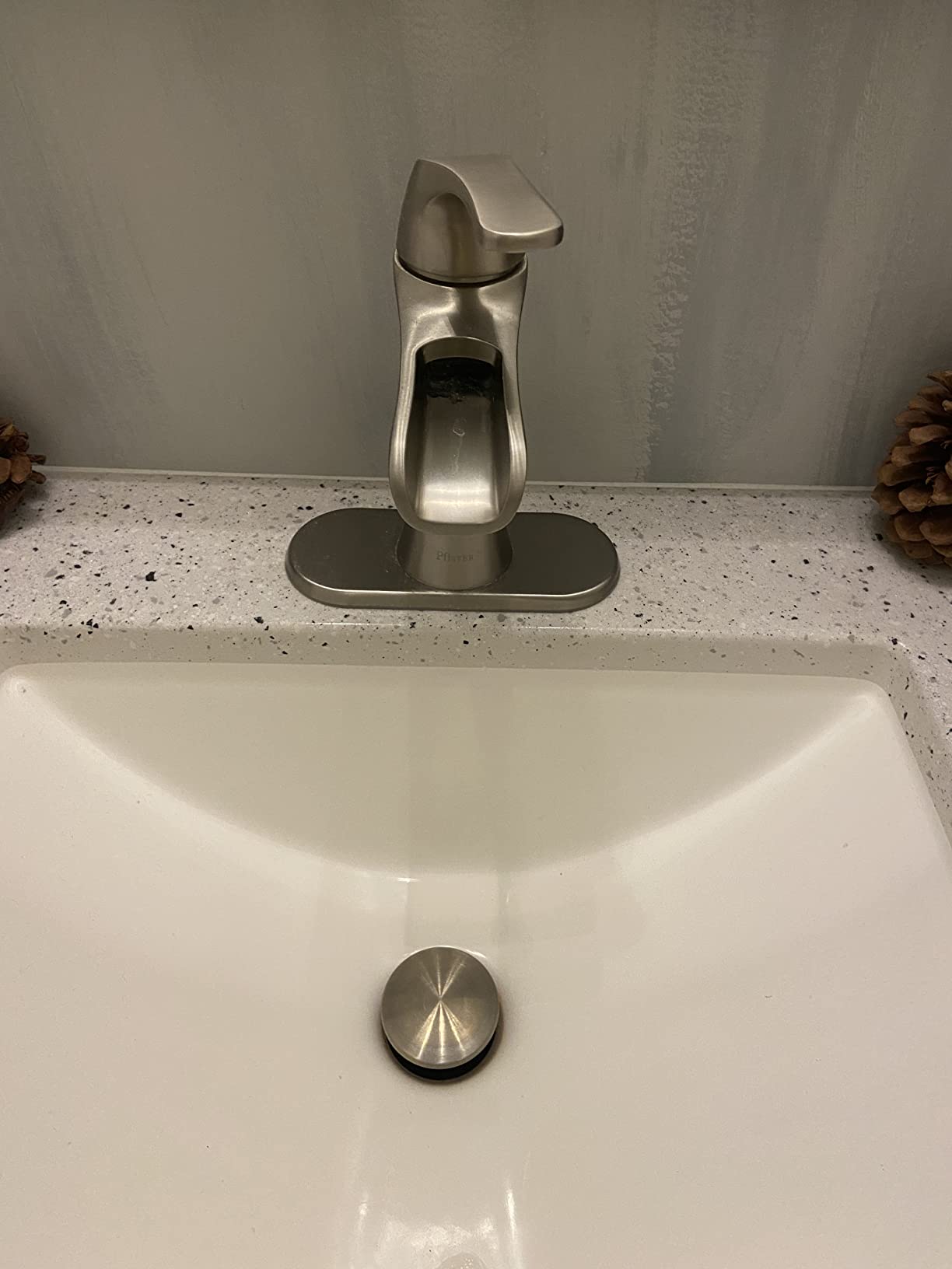 Pfister Jaida Single Handle Waterfall Bathroom Sink Faucet 3 Hole with Spot Defense Brushed Nickel Finish and Push & Seal Drain for Vanity Installation LF042JDGS customer photo 2