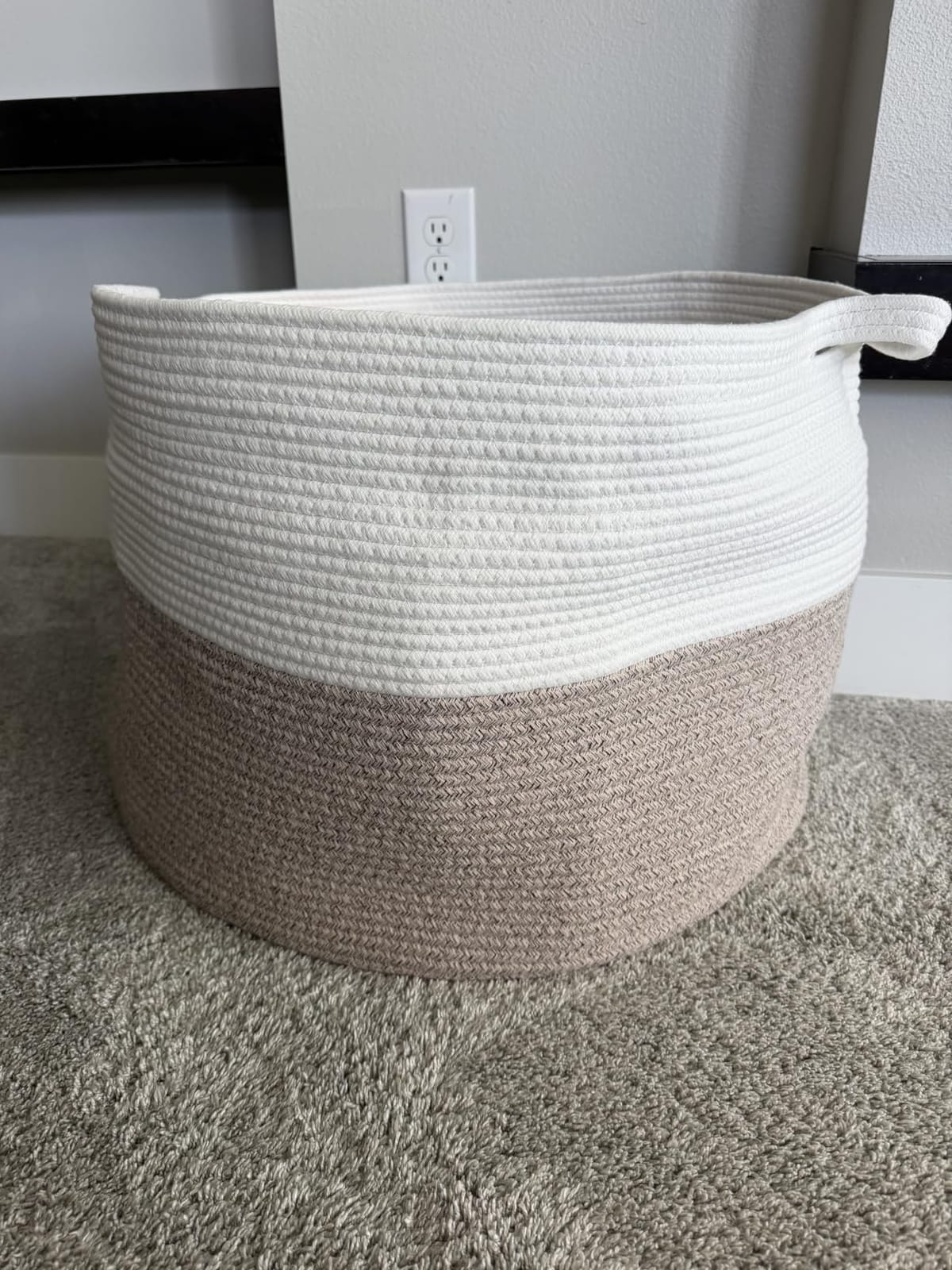 INDRESSME XXXLarge Woven Rope Blanket Basket for Living Room 21.7