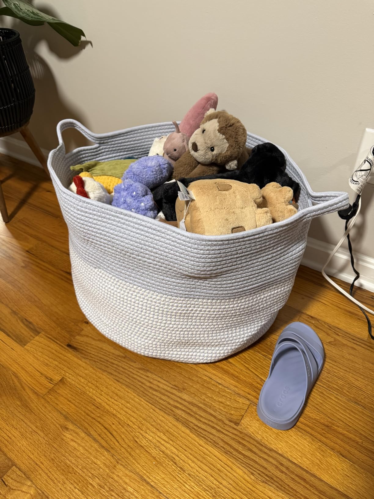 INDRESSME XXXLarge Woven Rope Blanket Basket for Living Room 21.7