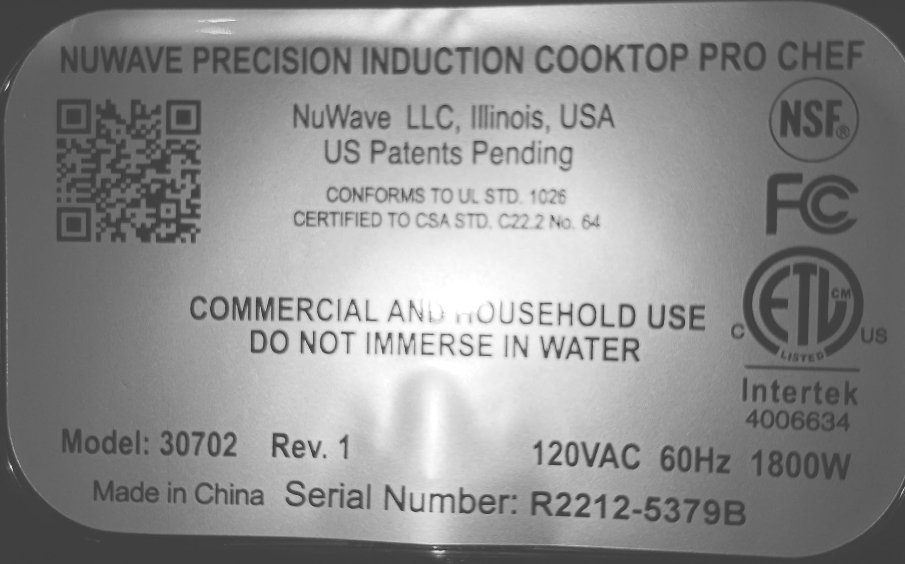 Nuwave Pro Chef Induction Cooktop, NSF-Certified, Commercial-Grade | Portable, Powerful 1800W, Large 8