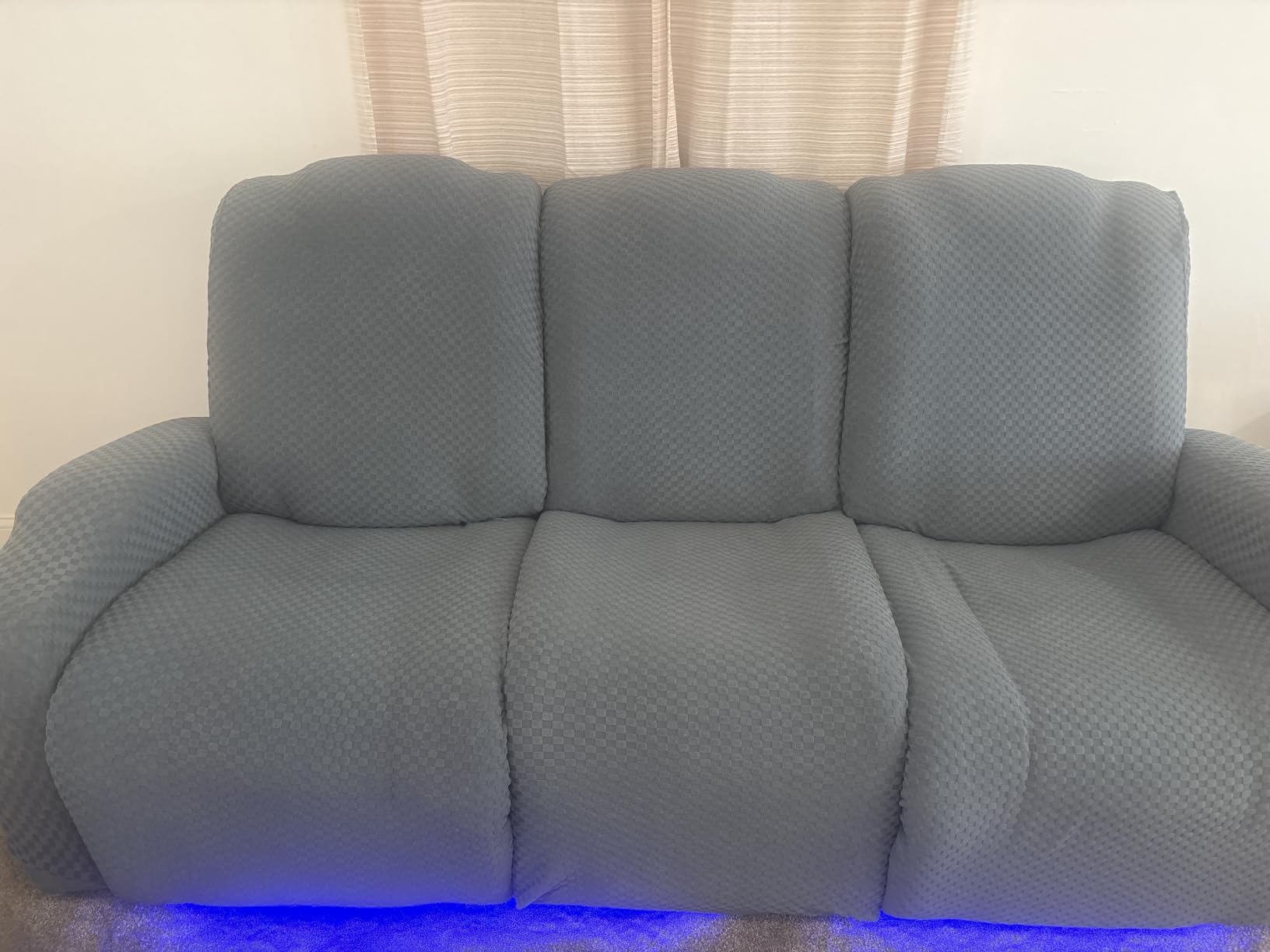 YEMYHOM 4 Pieces Stretch Recliner Slipcover Latest Jacquard Recliner Chair Cover with Side Pocket Anti-Slip Fitted Recliner Cover Couch Furniture Protector with Elastic Bottom (Recliner, Light Gray) customer photo 1