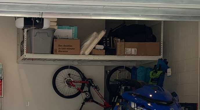 SafeRacks Overhead Garage Storage Rack - Heavy Duty Racks for Garage with 600 lb Capacity, Easy Storage, Adjustable Storage Rack, Ceiling Mount Storage 4x8 Hammertone (12