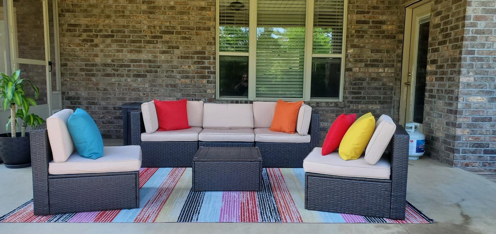 Vongrasig 6 Pieces Patio Furniture Set, Outdoor Sectional Patio Sofa Couch | PE Wicker Rattan All-weather Patio Set with Coffee Table for Garden, Backyard, Poolside, Beige customer photo 2