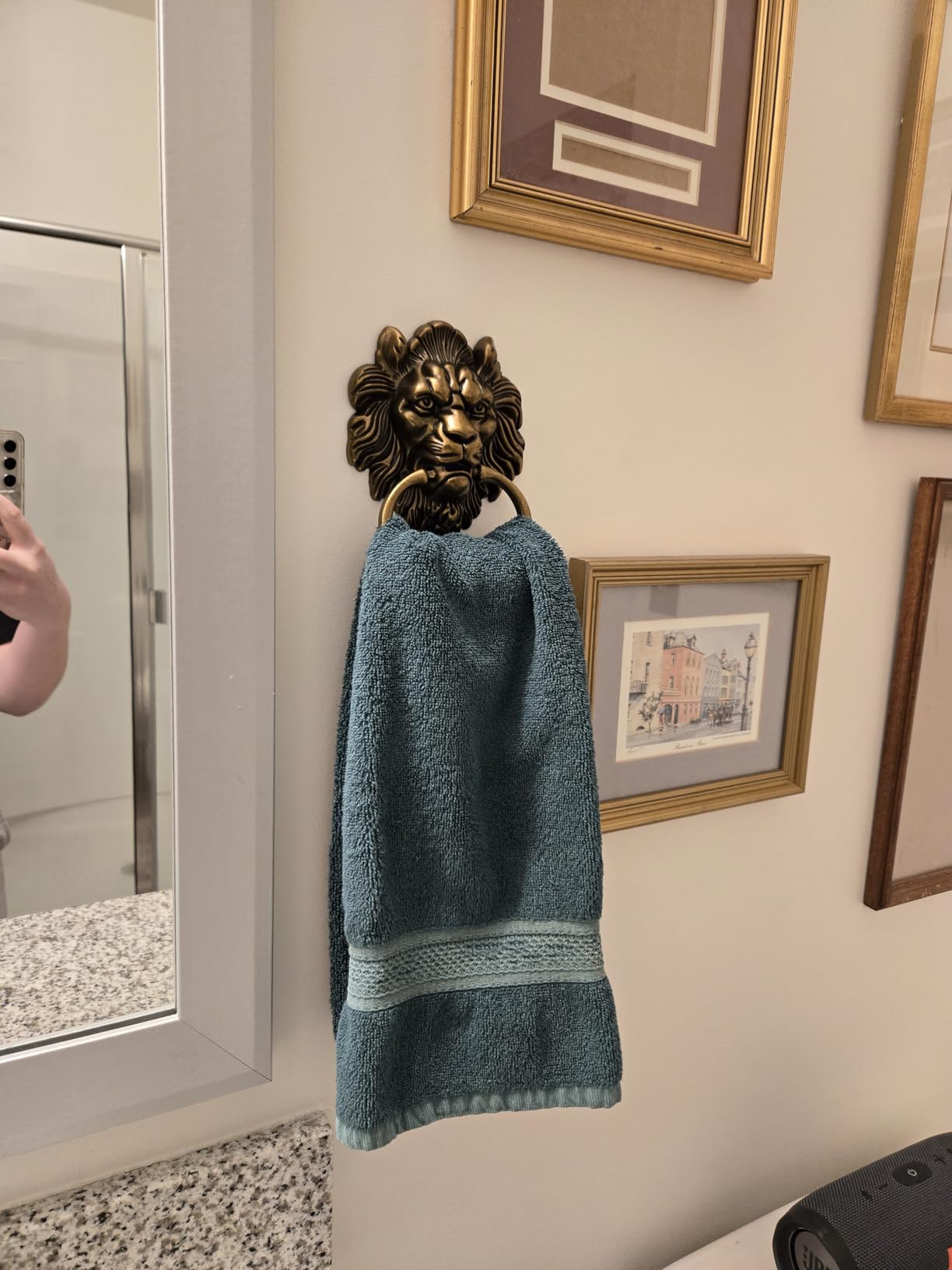 QWORK Antique Lion Head Bronze Door Knocker - Classic Vintage Design customer photo 2