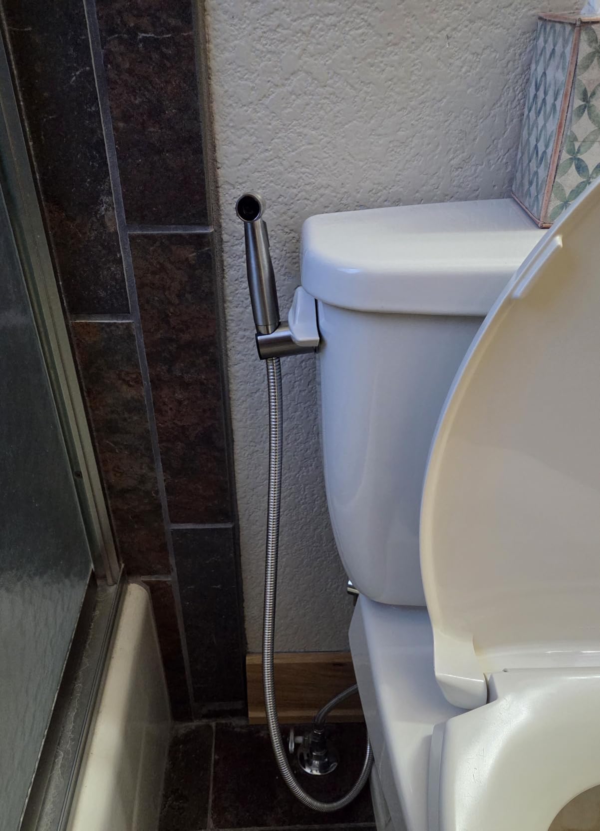 Arofa Handheld Bidet Sprayer, Bidet Attachment for Toilet, Brushed Nickel | Adjustable Water Flow, Leak-Free Hose, Fits Two-Piece Toilet customer photo 2