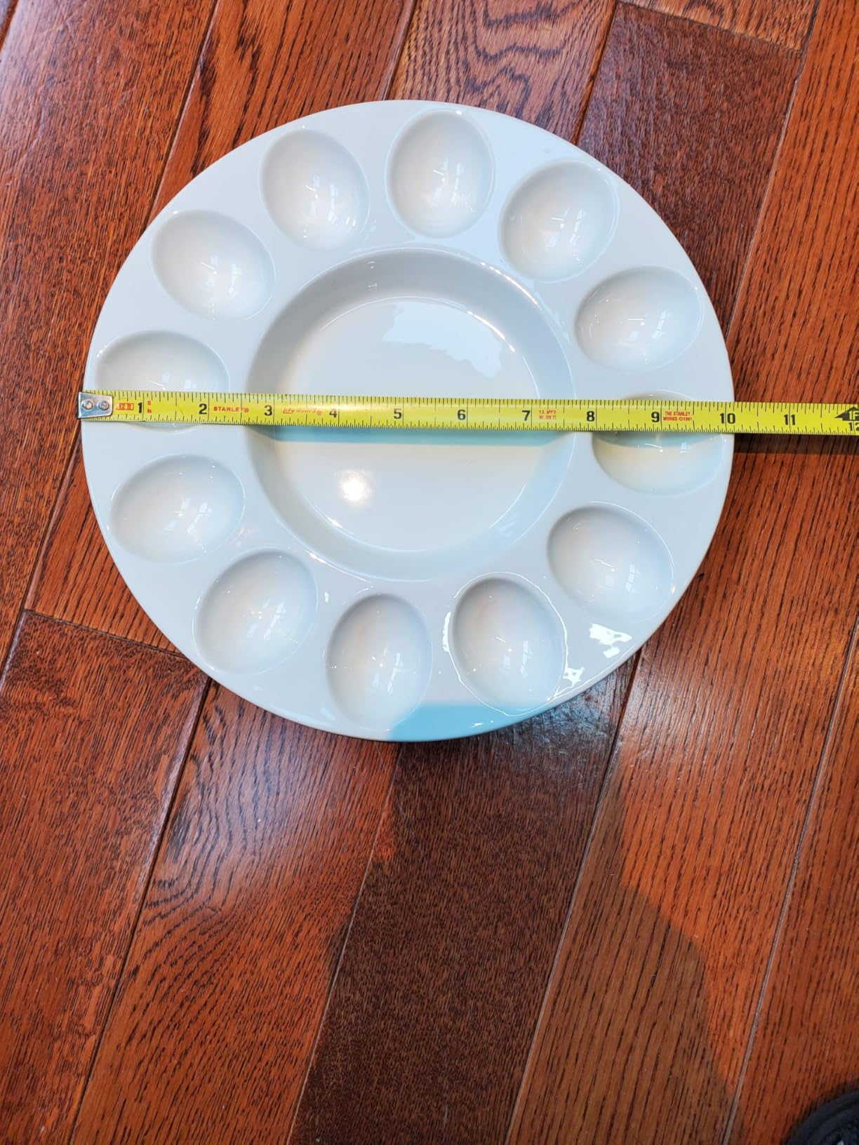 Flexzion Deviled Egg Tray - Ceramic White Porcelain 12 Cup Egg Serving Tray Catering Platter for Hard Boiled Eggs, Easter Eggs Holder & Deserts Unique Decorative Kitchen Dish Plate Palette customer photo 2