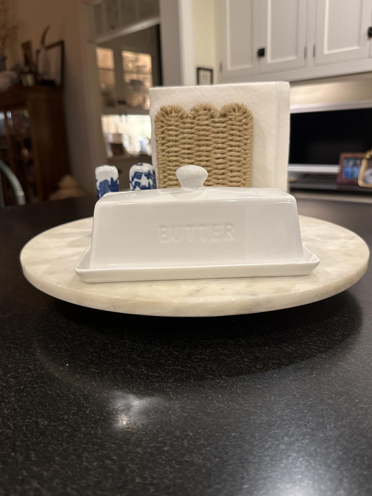 WERTIOO Butter Dish With Lid for Countertop, Butter Tray, Ceramic-White | Butter Holder Textured Tray Butter Keeper for Non Slip Dishwasher Microwave Safe Elegant Kitchen Storage customer photo 2