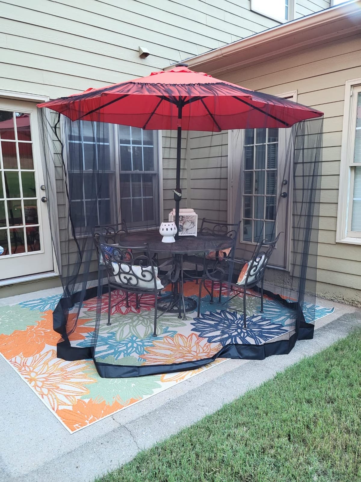 7.5-11 FT Patio Umbrella Mosquito Net, Polyester Mesh Umbrella Screen, Universal Canopy Umbrella Mosquito Netting with Zipper Door and Adjustable Rope, Fit Outdoor Umbrellas and Patio Tables customer photo 1