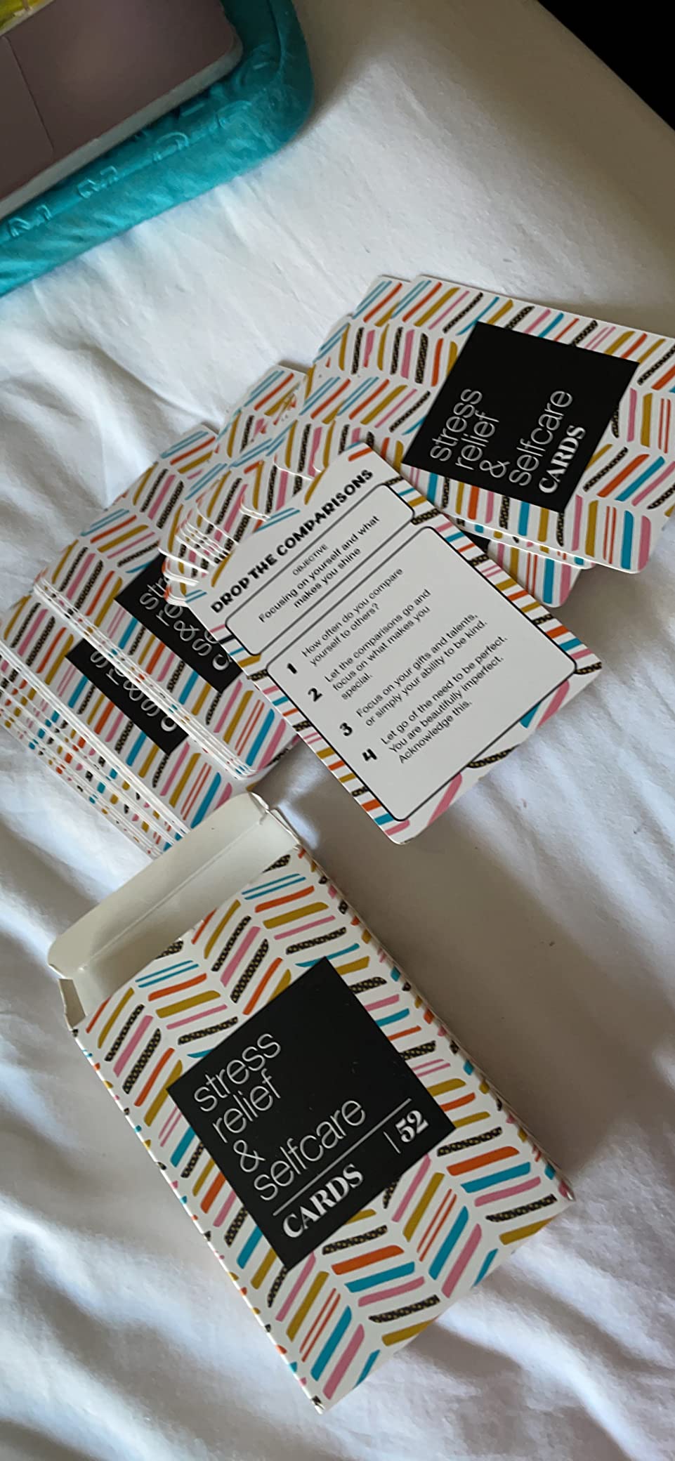 Allura & Arcia 52 Stress Less & Self Care Cards - Mindfulness & Meditation Exercises - Anxiety Relief & Relaxation customer photo 1