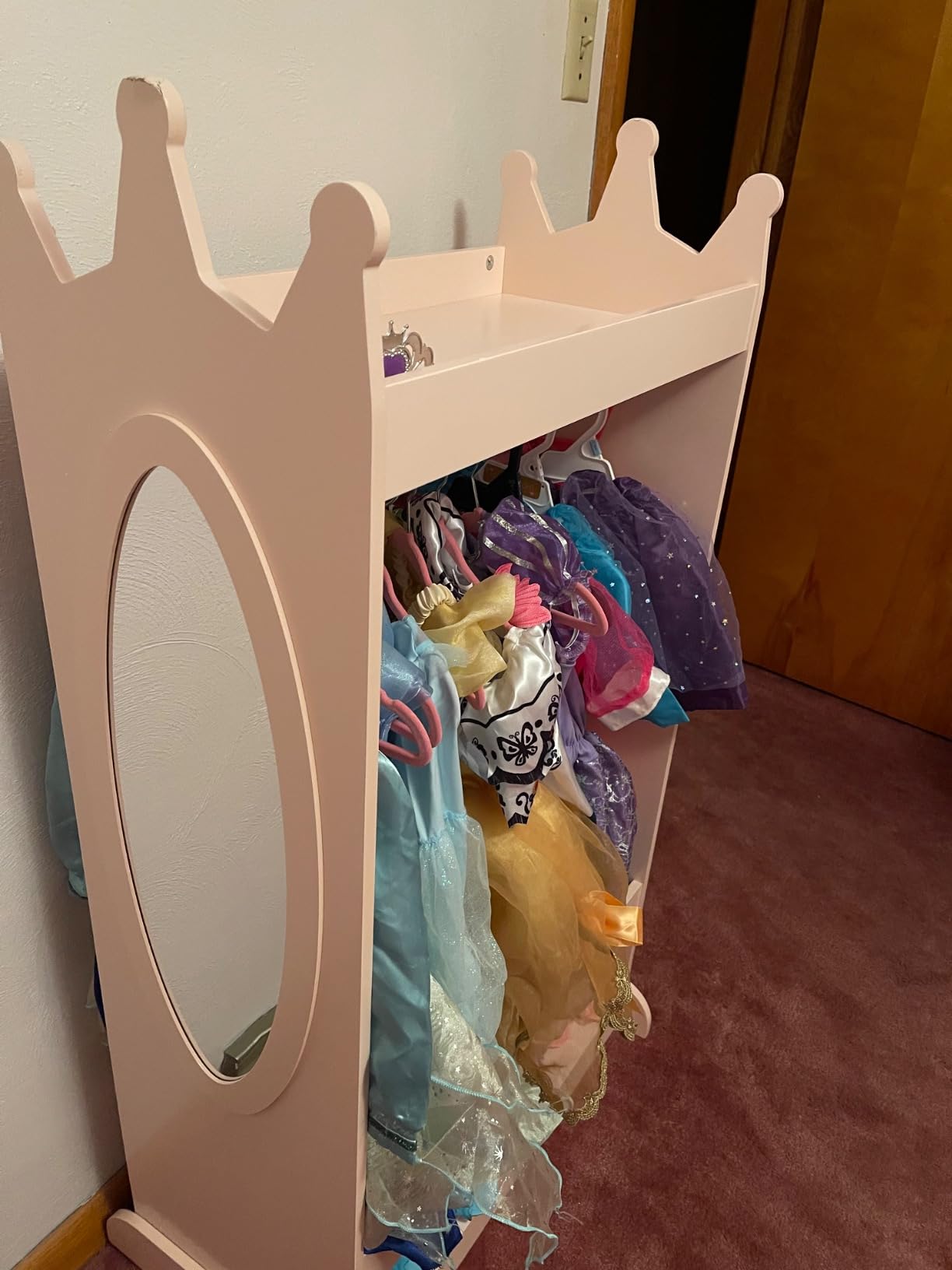 UTEX Kids Dress up Storage with Crown-Shaped Top and Mirror | Open Hanging Armoire Closet, Kids Wardrobe Closet, Wide Feet, Safety Acrylic Mirror, Water-based Paint customer photo 2