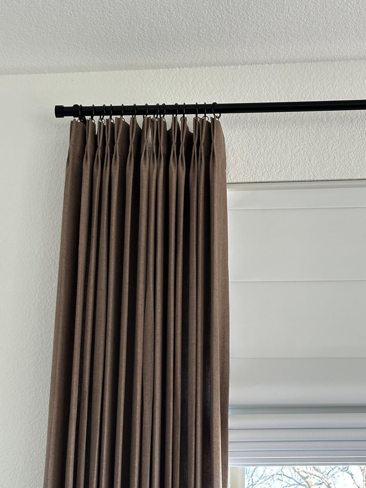 Ivilon Curtain Rod for Windows 120 to 240 Inch - 1 Inch Telescoping Drapery Rod, 5 Long Sections, End Cap Finials, Black customer photo 2