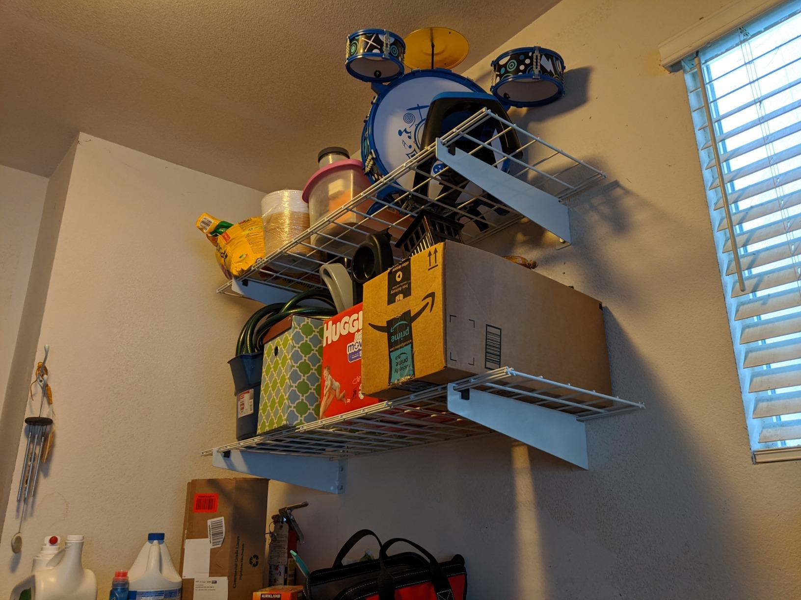 Wallmaster 2-Pack 15x45 Heavy Duty Garage Wall Shelving 45-inch-by-15-inch Wall Mount Garage Storage Rack Floating Shelves Max Load 400lb White customer photo 2