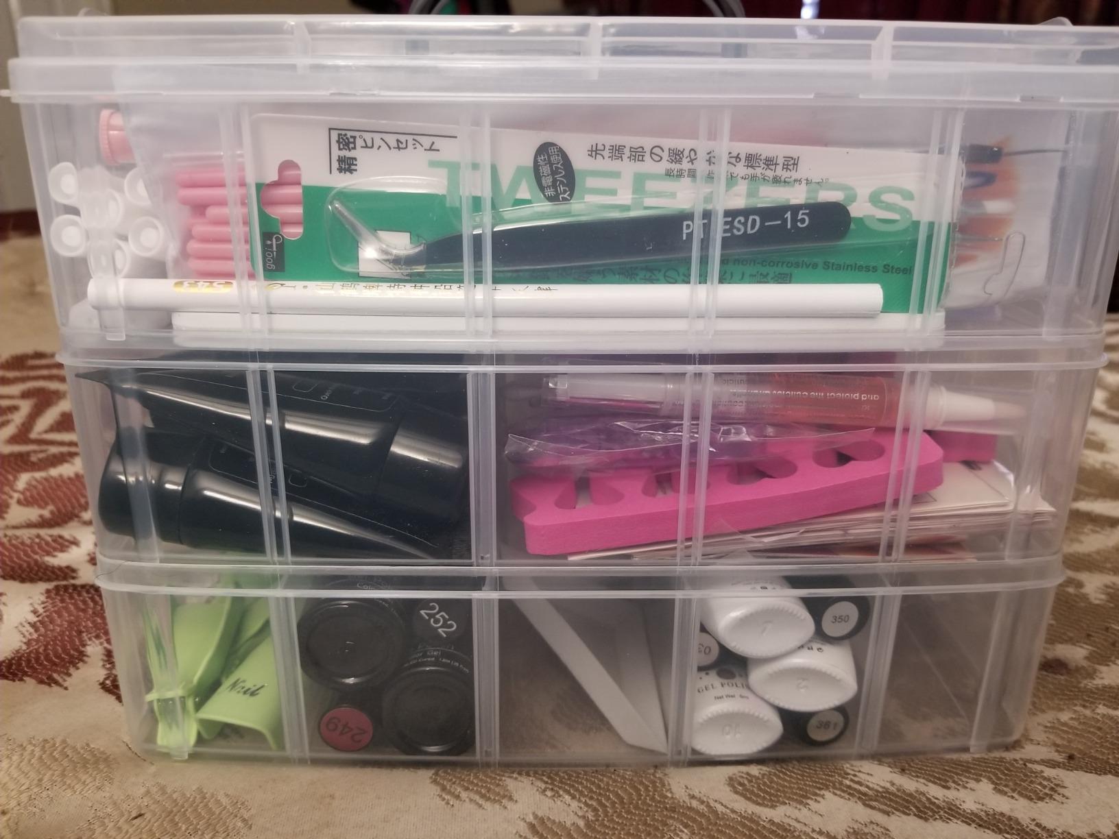 Foraineam 3-Tier Stackable Storage Box Organizer with 30 Adjustable Compartments, Plastic Craft Organizer Case Tool Storage Container Bins for Jewelry Beads Arts and Crafts Beauty Supplies customer photo 1