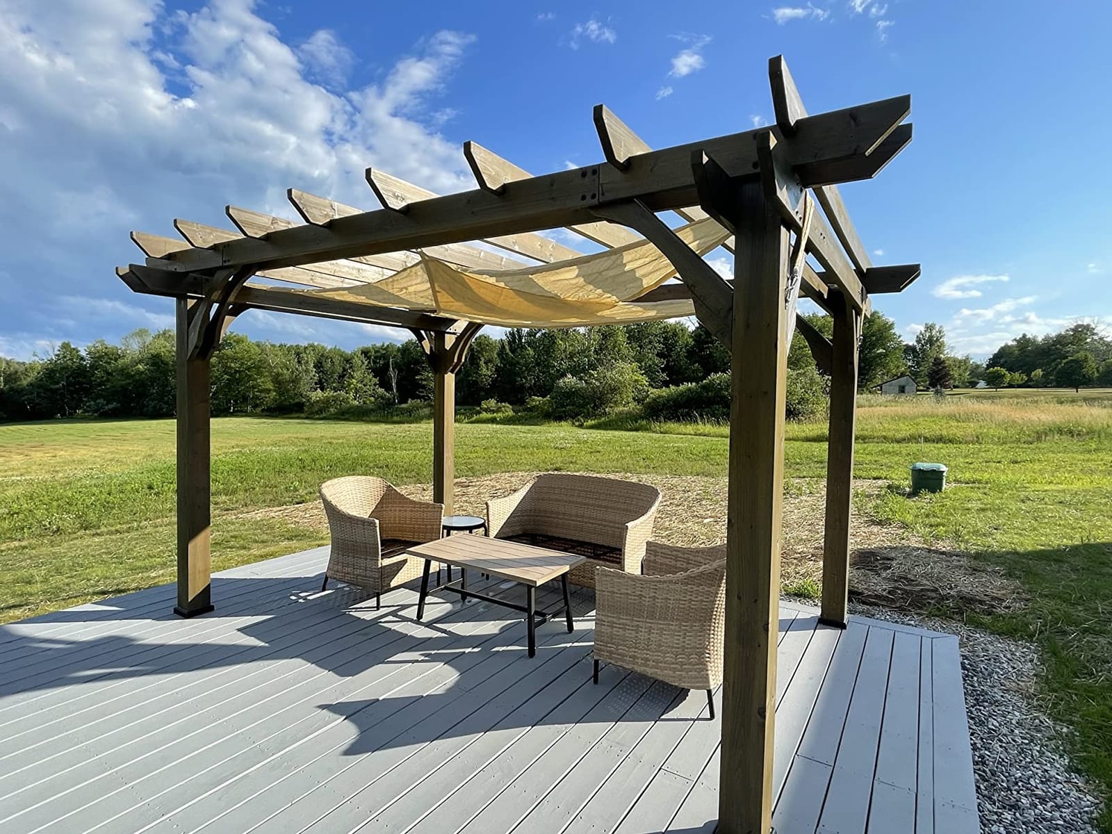 Backyard Discovery Somerville 14' x 10' Cedar Wood Pergola Kit with Trellis Roof, All-Season Durability, High-Wind Rating, PowerPort, Shade for Outdoor Patio, Deck, Garden, and Entertaining customer photo 2