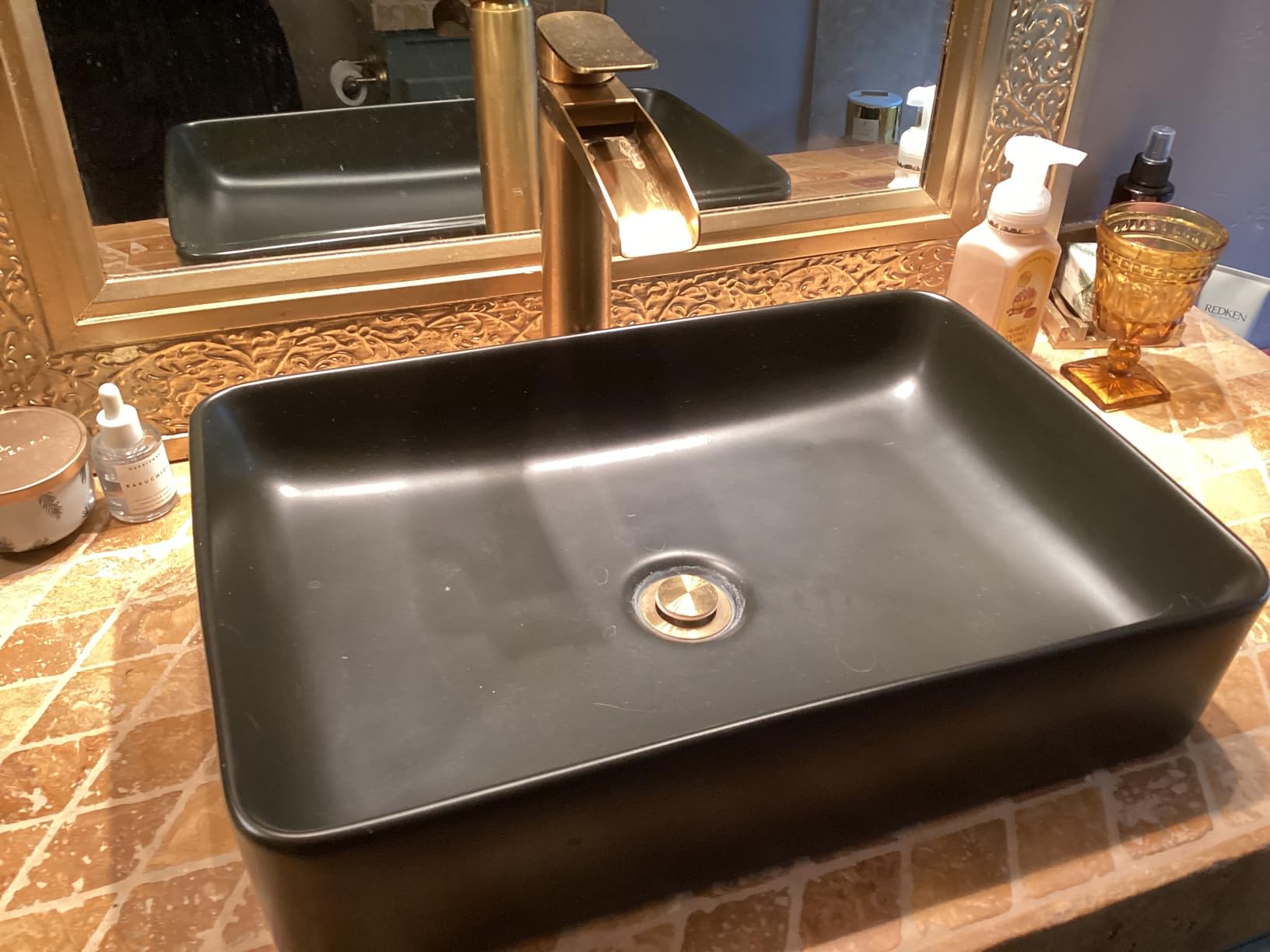 KES Bathroom Vessel Sink, Rectangular 16