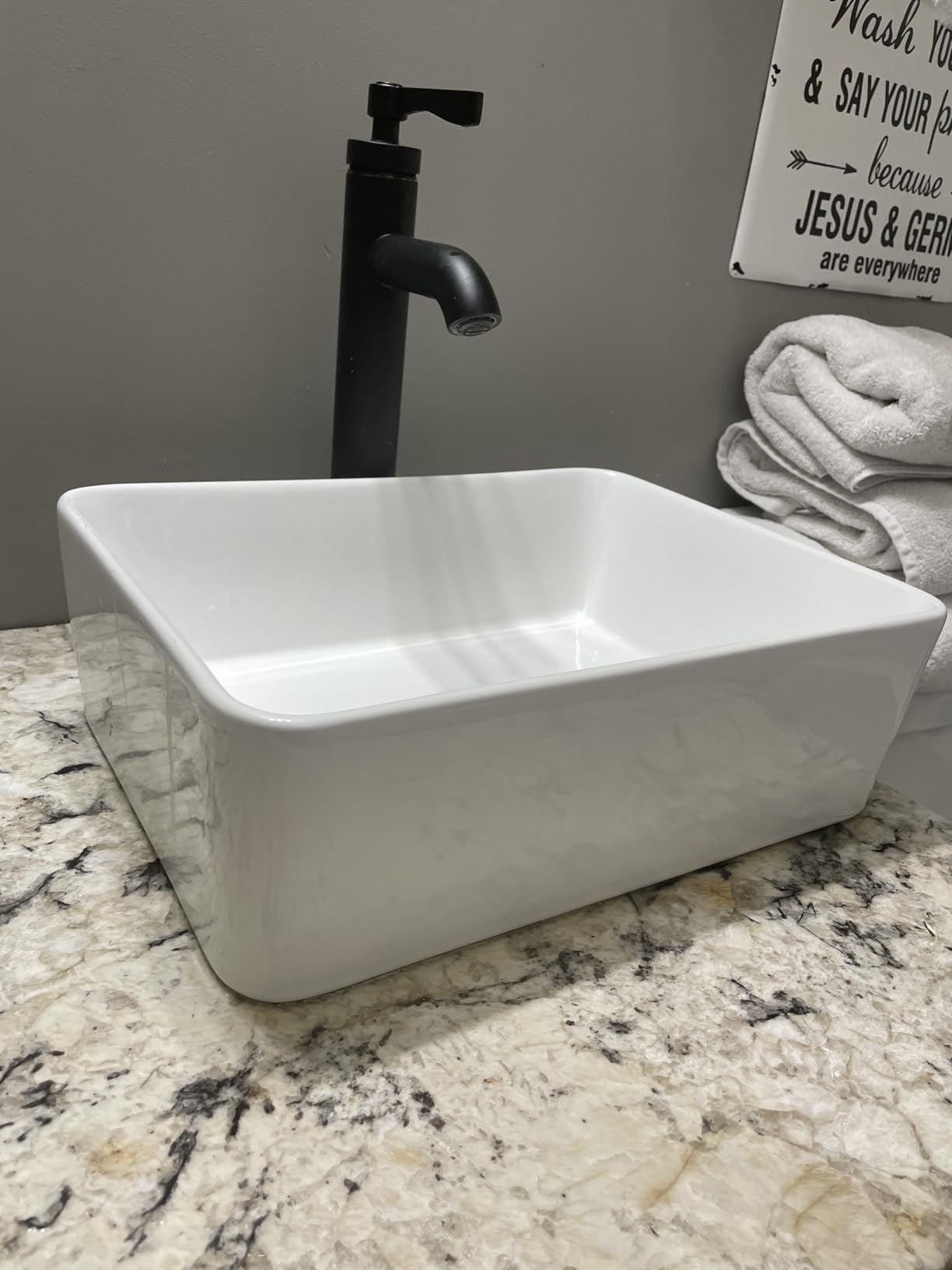 KES Bathroom Vessel Sink, Rectangular 16