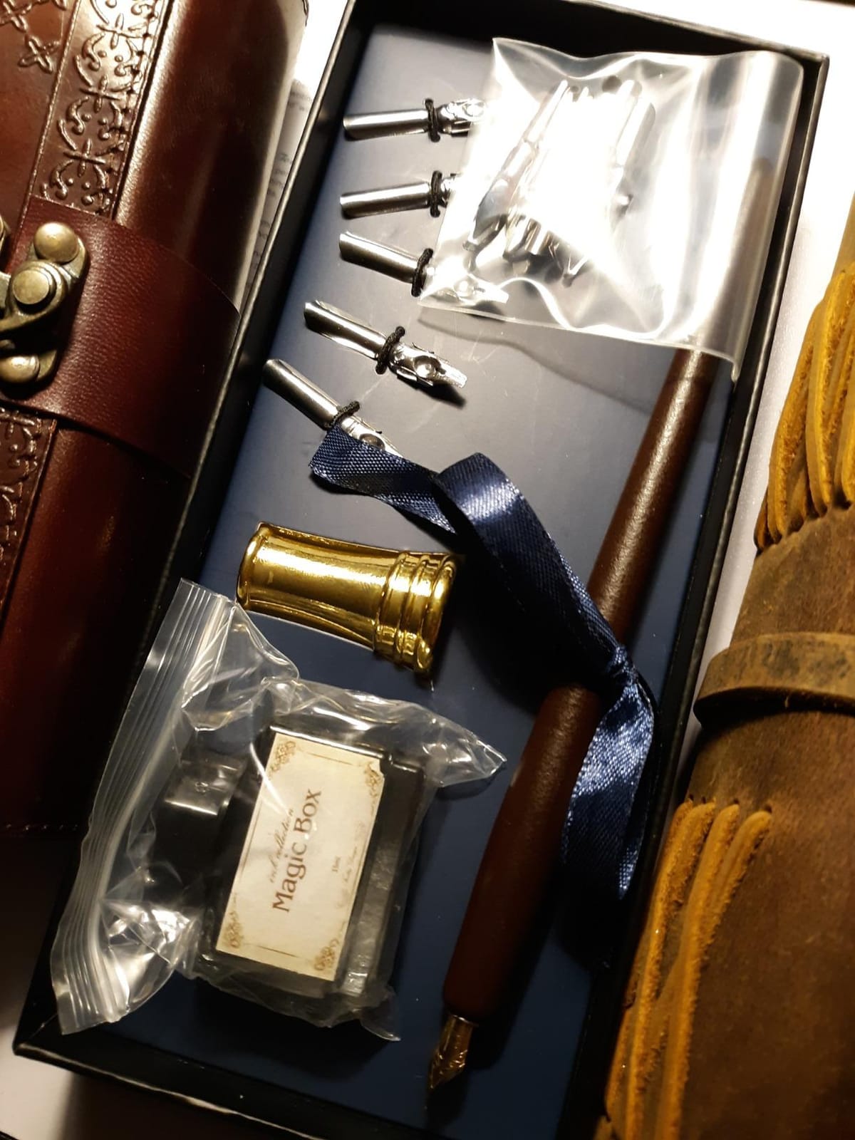 Calligraphy Pen Set - Includes Wooden Dip Pen, Antique Brass Holder, 11 Nibs, 7 Colors Ink Bottles and Beginner's Manual customer photo 1