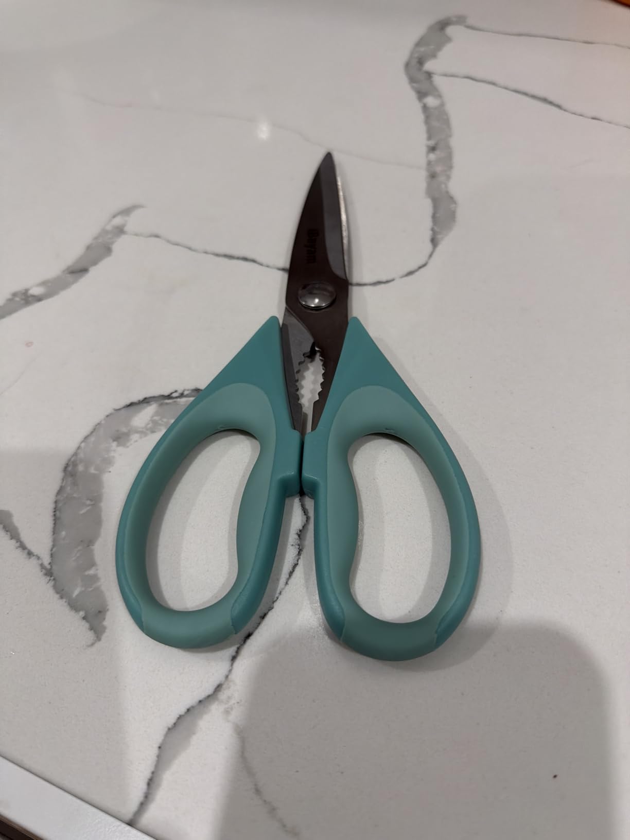 iBayam Kitchen Scissors Shears All Purpose Heavy Duty, Protective Sheath | 2-Pack, Ultra-Sharp Stainless Blades, Soft Comfort-Grip, Dishwasher Safe, Cutting Food Cooking Meat Poultry Kitchen Utensils customer photo 1