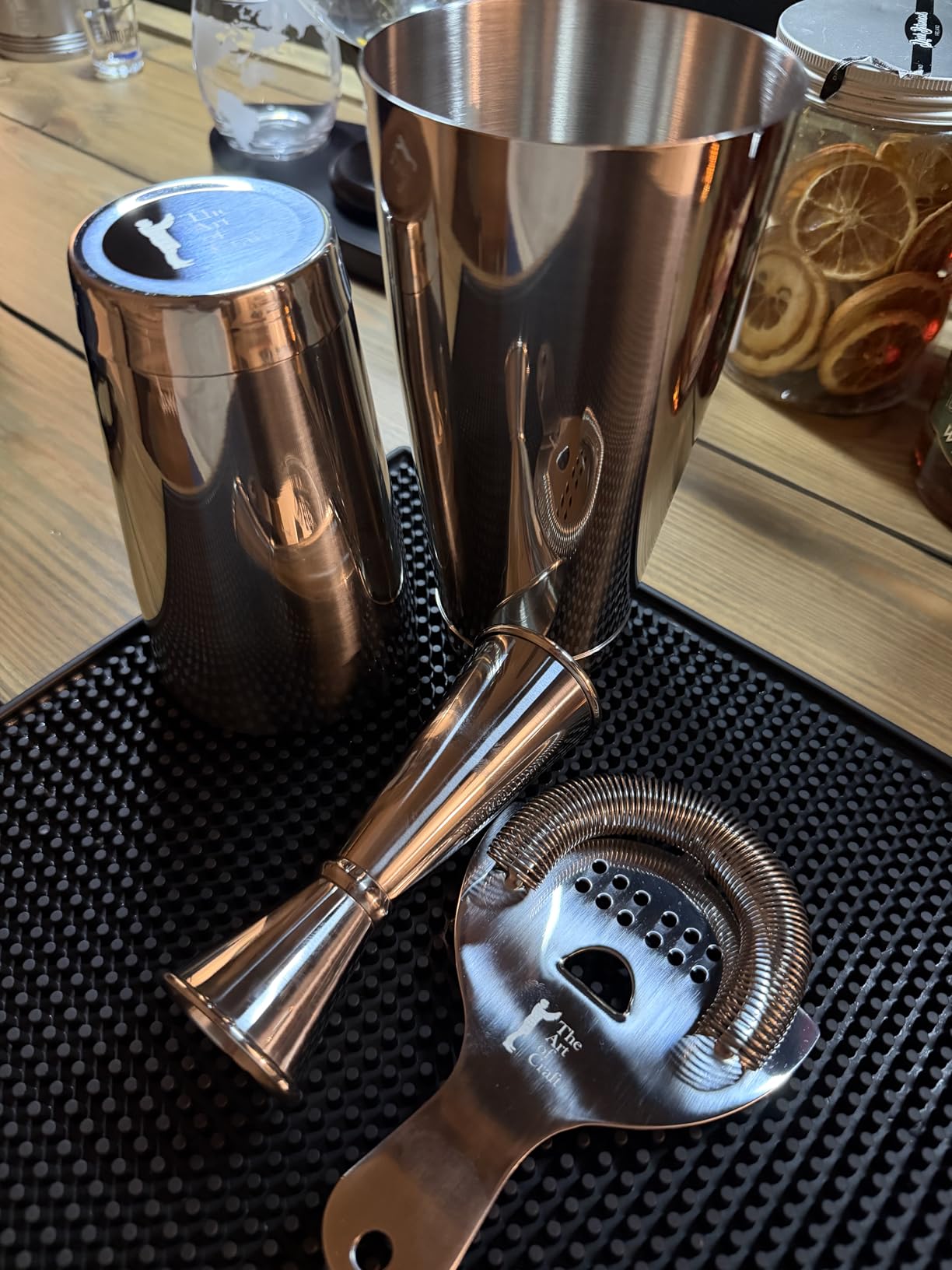 The Art of Craft Professional Cocktail Shaker Set Bartending Kit: Weighted Boston Shaker Tins, Hawthorne Strainer and Japanese Jigger customer photo 2