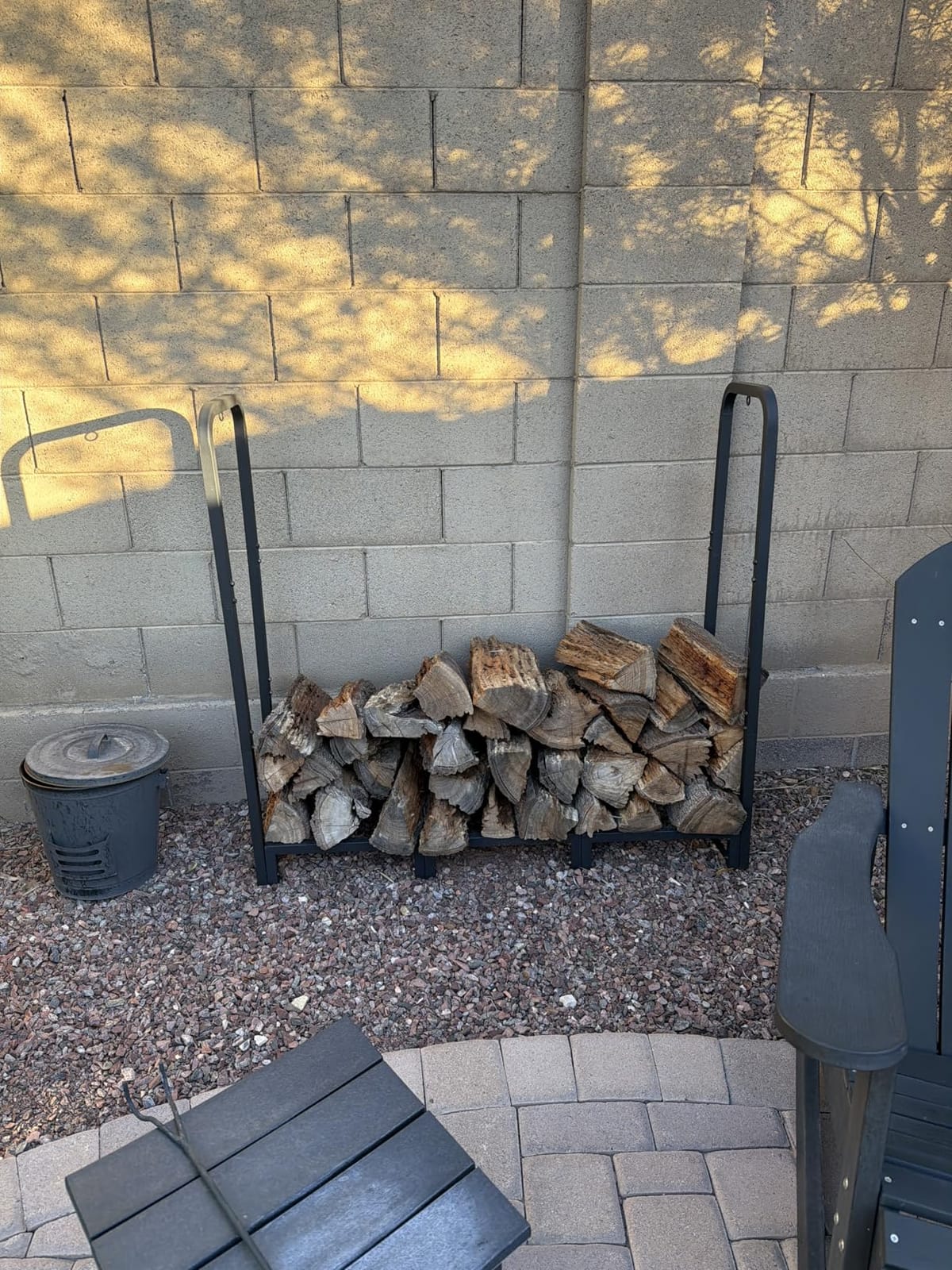 Firewood Rack Stand 4ft Heavy Duty Logs Holder for Outdoor Indoor Fireplace Metal Wood Pile Storage Stacker Organizer, Matte Black customer photo 2