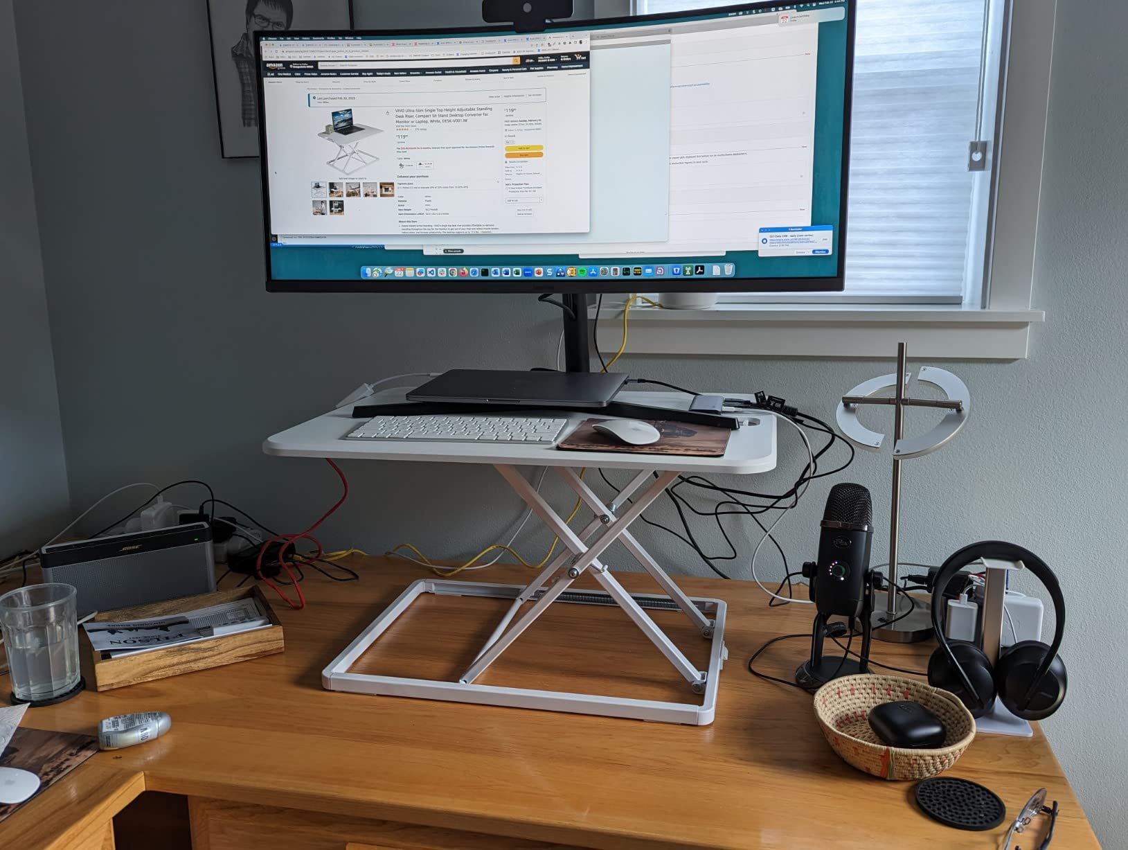 VIVO Ultra-Slim Single Top Height Adjustable Standing Desk Riser, Compact Sit Stand Desktop Converter for Monitor or Laptop, Black, DESK-V001J customer photo 1