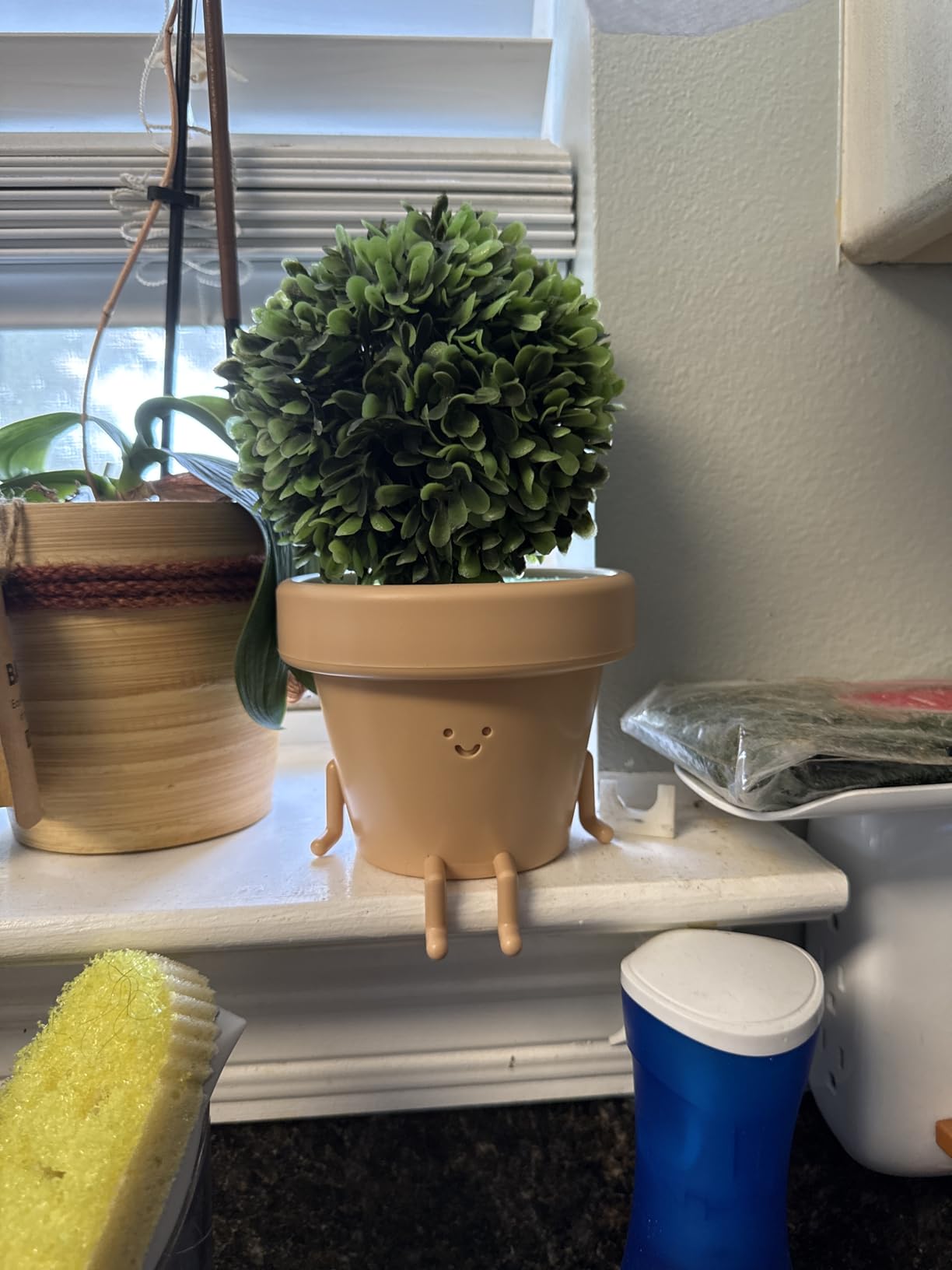 Original Earthlings Sitting Small Plant Pot, Cute Pots for Plants - 4 Inch | Indoor Planter with Drainage Plug, Cute Desk Decor, Best Friend & Teacher Gift, Succulent & Cactus Pot Idea customer photo 2