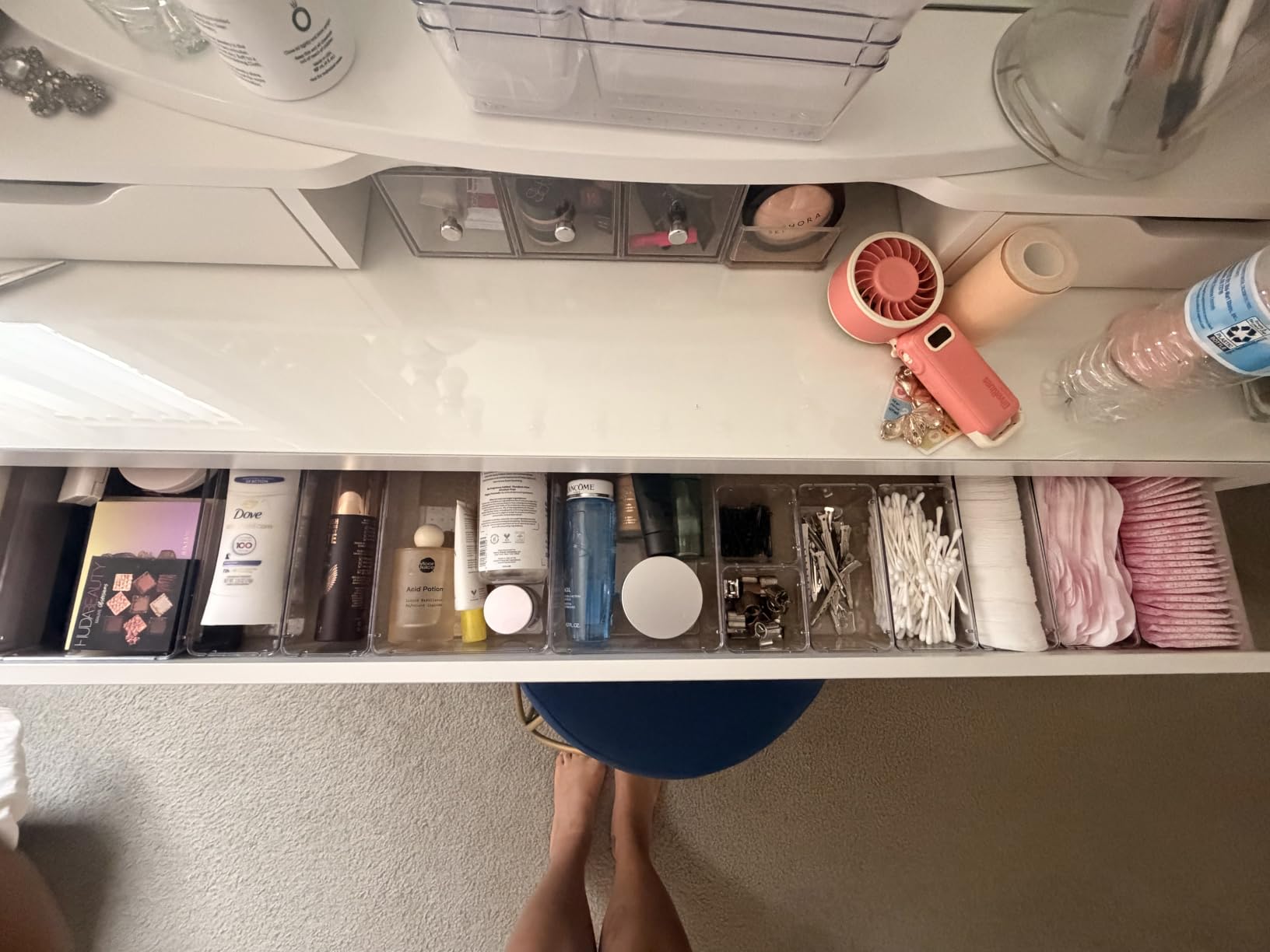 Vtopmart 25 PCS Clear Plastic Drawer Organizers Set, 4-Size Versatile Bathroom and Vanity Drawer Organizer Trays, Storage Bins for Makeup, Bedroom, Kitchen Gadgets Utensils and Office customer photo 2