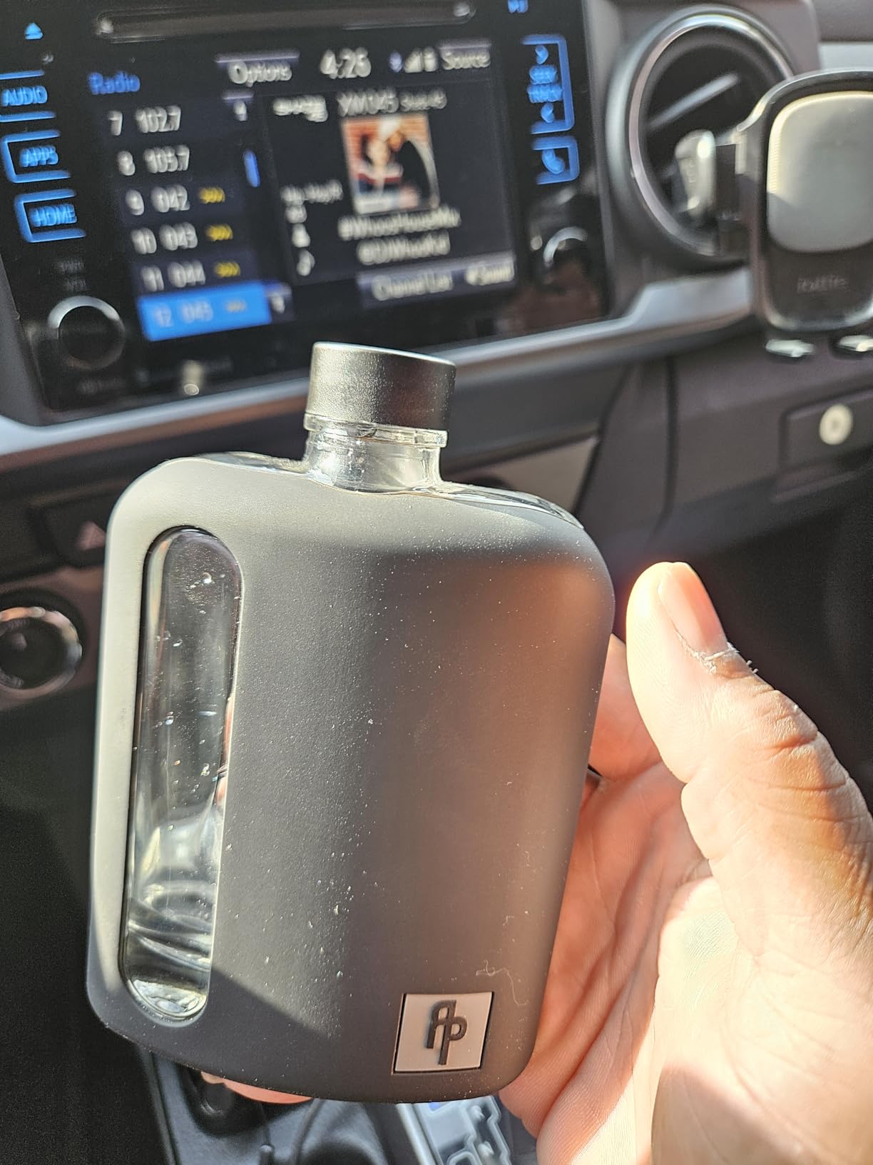 Ragproper Glass Hip Flask for Men - Modern Whiskey & Liquor Flask with Cork & Silicone Lid Liners, Durable Silicone Covered Double Shot Flask Bottle (8oz, 240ml, Black) customer photo 1