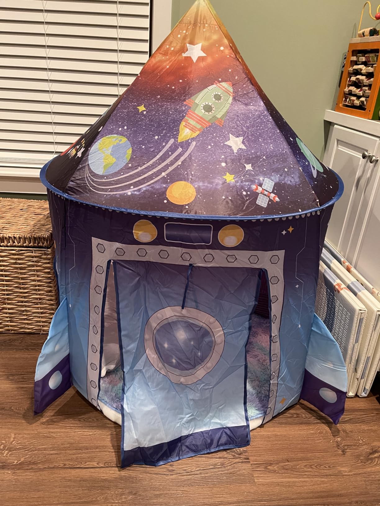 WillingHeart Play Tent for Kids, Rocket Ship Spaceship Space Themed | Pretend Playhouse, Indoor Outdoor Games, Pop Up Foldable, Birthday Christmas Toy Gift for Boys Girls Toddler Baby customer photo 2