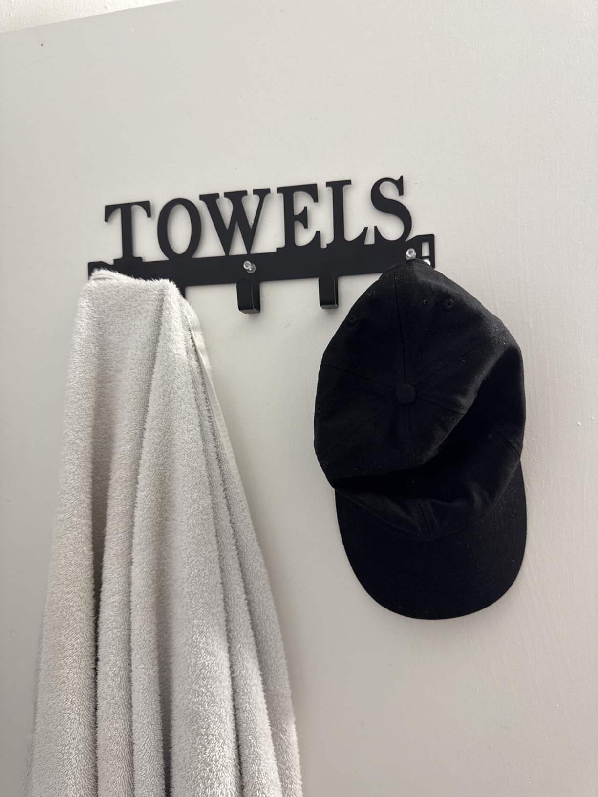Kuhome Over The Door Hooks, Towel Holder for Bathroom, Door Mount Towel Rack Towel Hooks for Bedroom Beach Towels Bathrobe Wall Mount Hang on The Door Cabinet Cupboard Metal Sandblasted (Black) customer photo 2