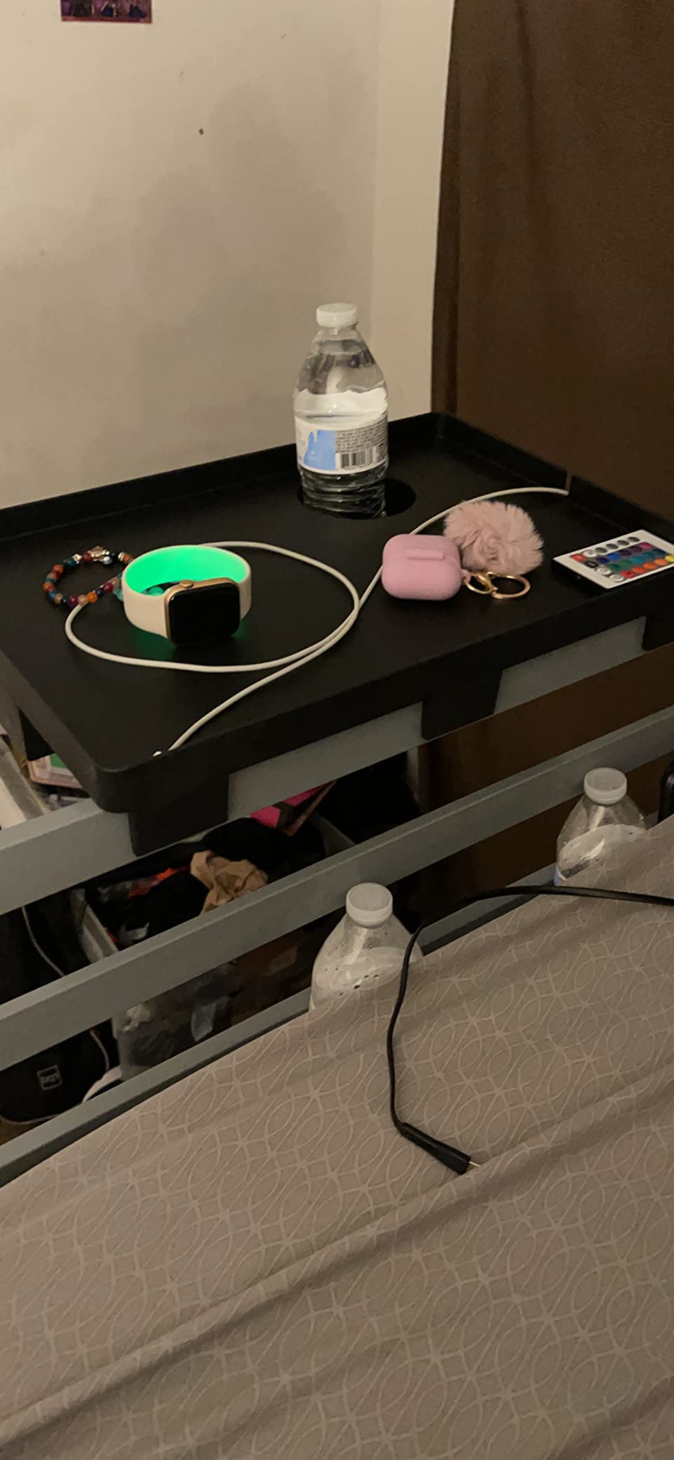 BedShelfie Bedside Shelf for Dorm Room - Cup Holder, Black | Bunk Bed & Top Bunk, College Dorm Room Essentials, Clip On Nightstand, Bed Side Table Tray Organizer customer photo 2