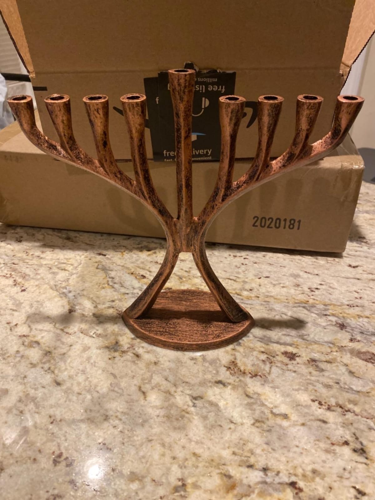 Contemporary Hanukkah Menorah, Polished Non-tarnishing Copper customer photo 2