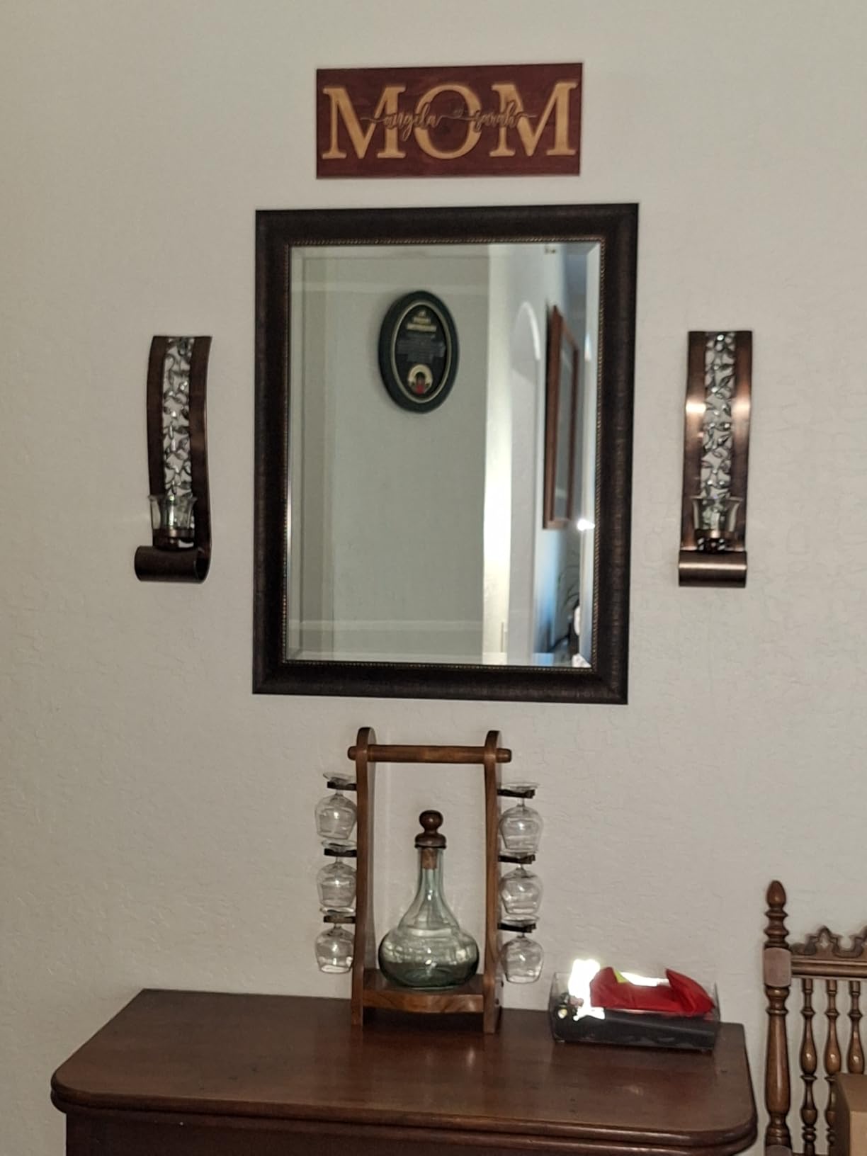 Shelving Solution Wall Sconce 14.4 x 3.5 Inch, with Tea Light Candle Holder Antique Bronze Style Metal Wall Art Decorations for Living Room, Bathroom, Dining Room and Office, Set of 2 customer photo 2