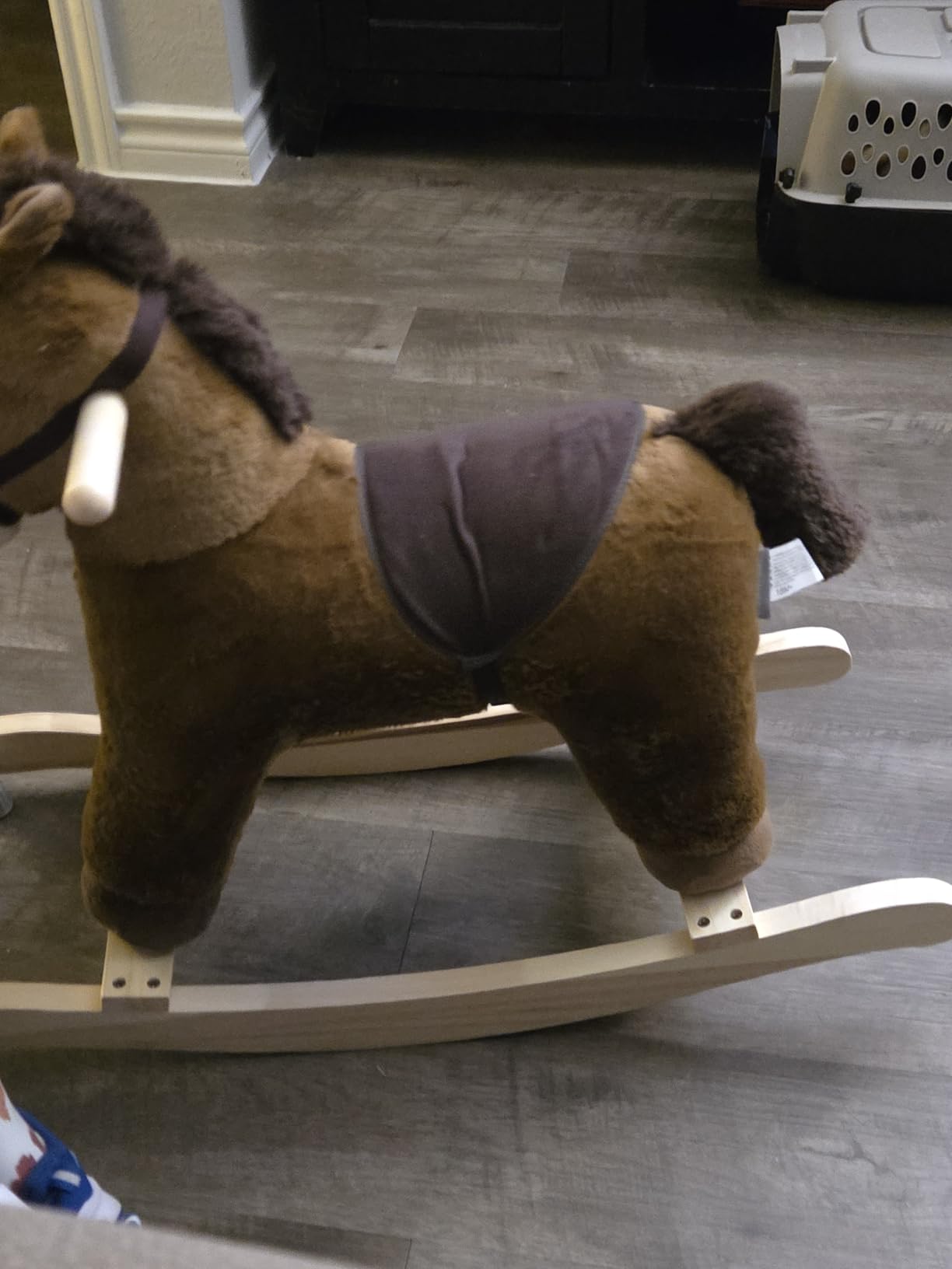 Rock My Baby Rocking Horse, Dark Brown Horse Rocker for Toddlers 18M+, Plush Ride on Horse Toy with Realistic Sound, Soft Stuffed Filling, CPC Certified customer photo 1