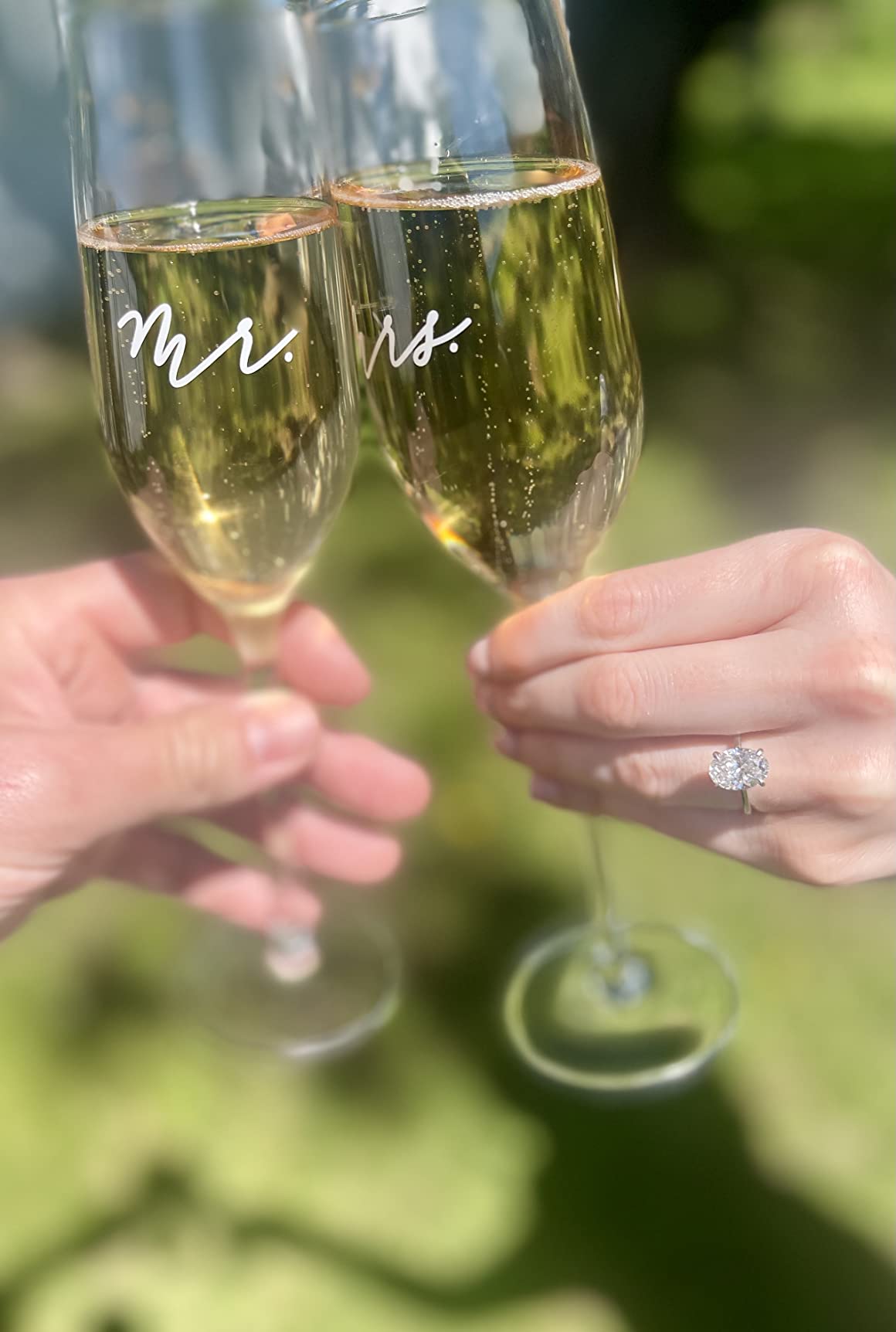 Pearhead Mr. And Mrs. Champagne Flute Set, Wedding Toasting Glasses, 6 oz | His And Hers Glasses, Bridal Shower Gift, Registry Idea, Bride And Groom Keepsake, Celebration Glass, Wedding Registry customer photo 1